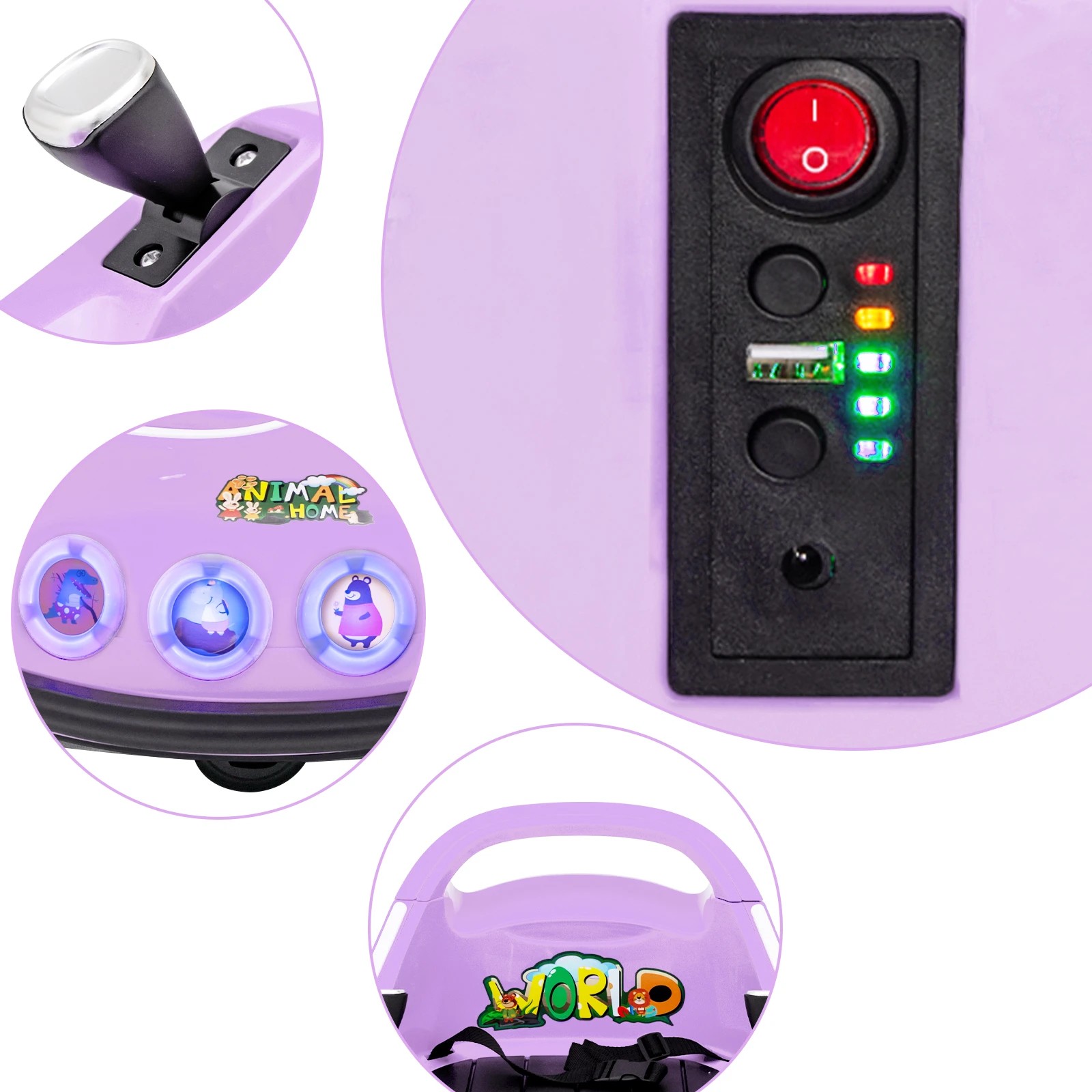 4 Costway Electric Kids Ride On Bumper Car w/Bluetooth - Purple, 4 of 5