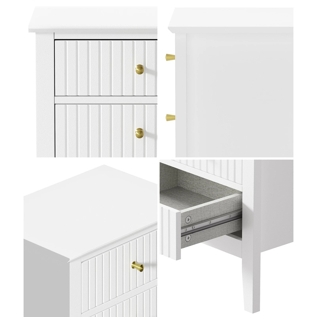 3 Oikiture Bedside Table 3 Drawers Side End Storage Furniture Nightstand
 - White, 3 of 8