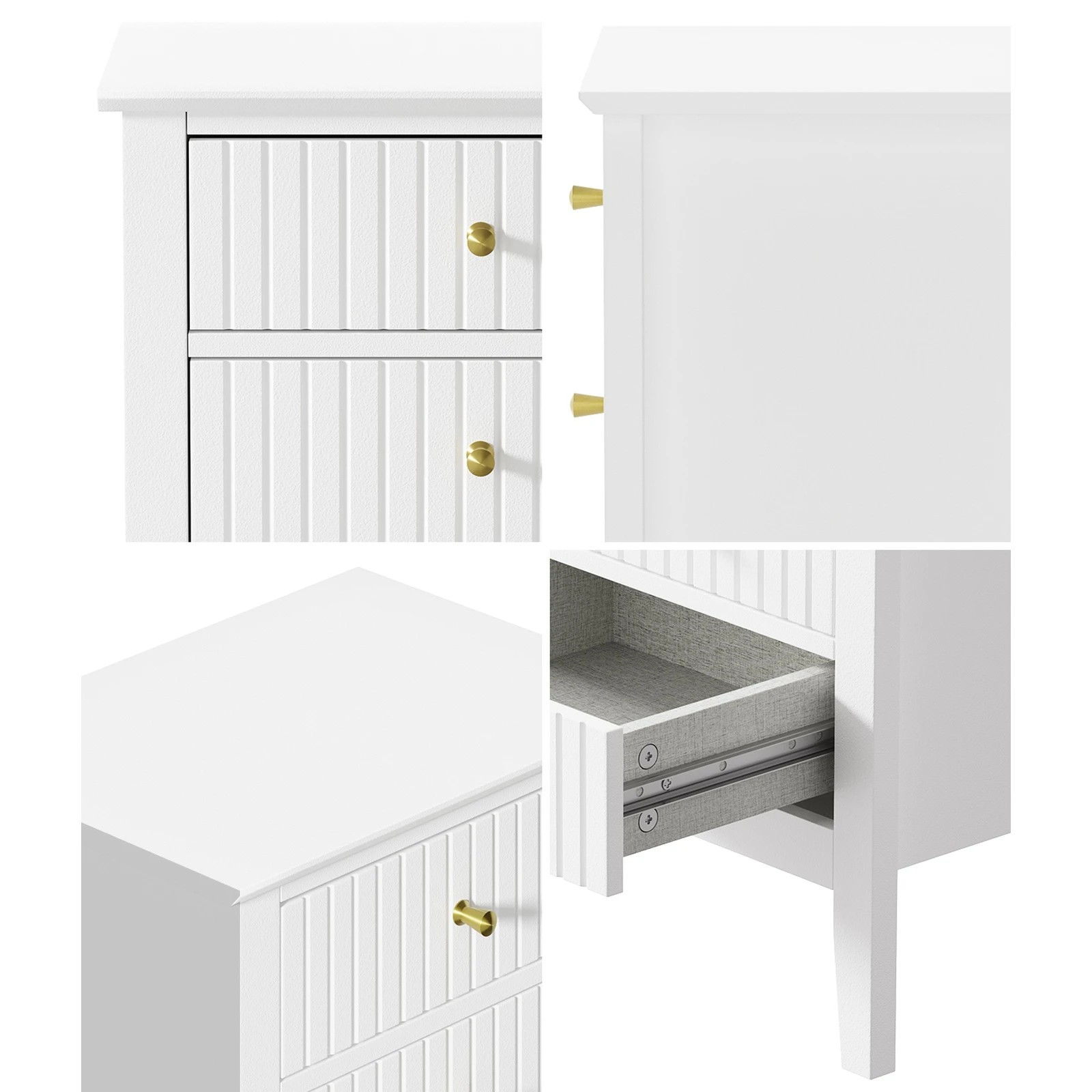 3 Oikiture Bedside Table 3 Drawers Side End Storage Furniture Nightstand
 - White, 3 of 8