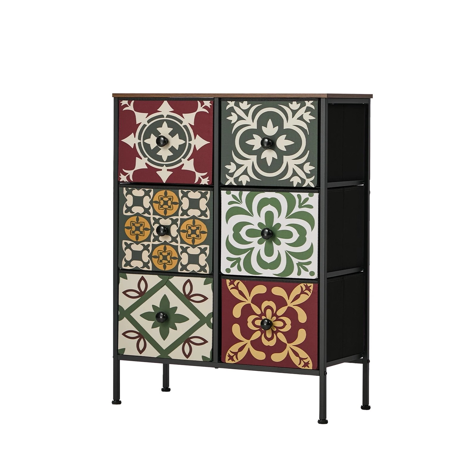 1 Oikiture 6 Chest Of Drawers Retro Tallboy Dresser Multi-Storage Foldable Fabric - Multi, 1 of 6