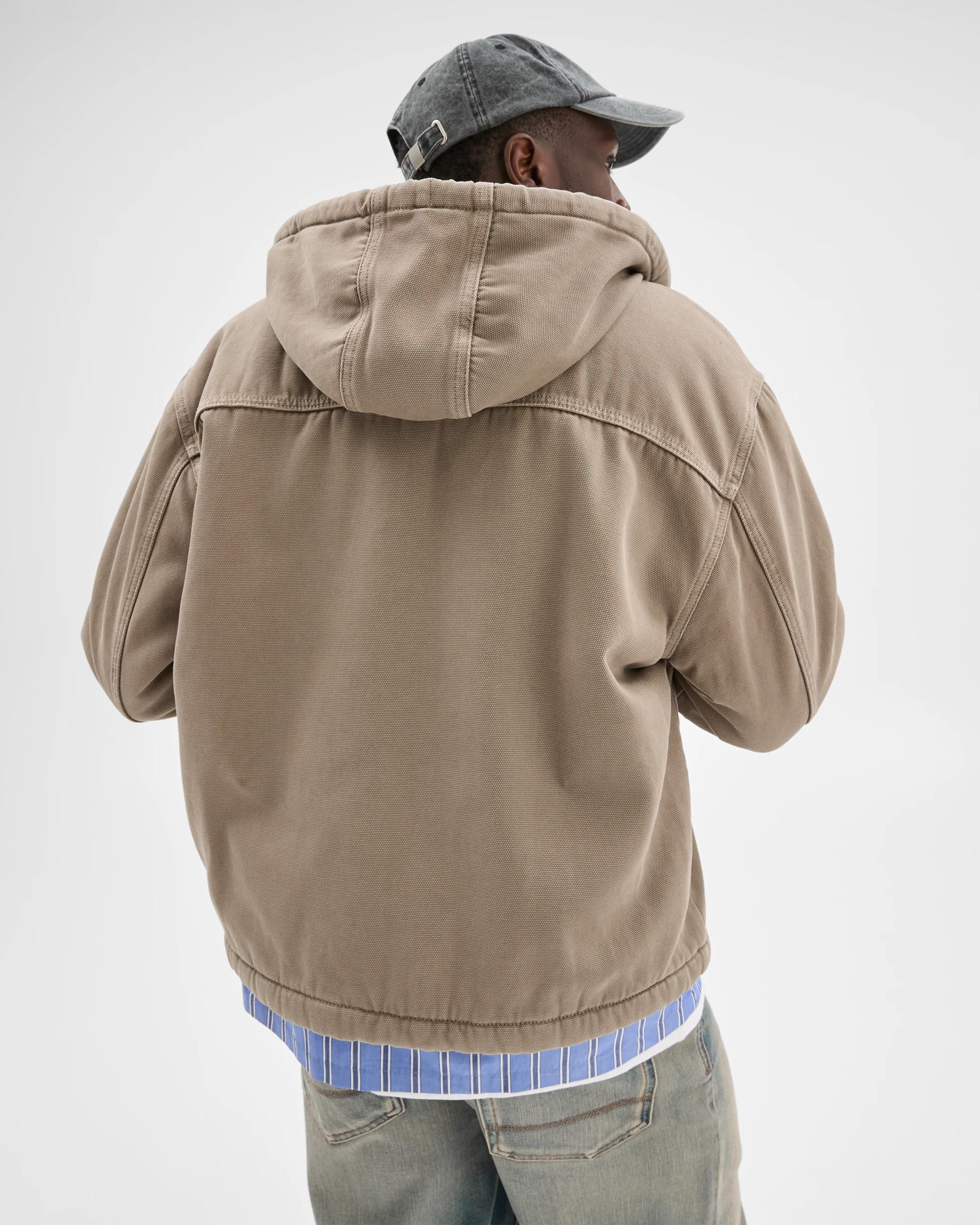 6 Commons Heavyweight Washed Hooded Worker Jacket KHAKI, 6 of 6