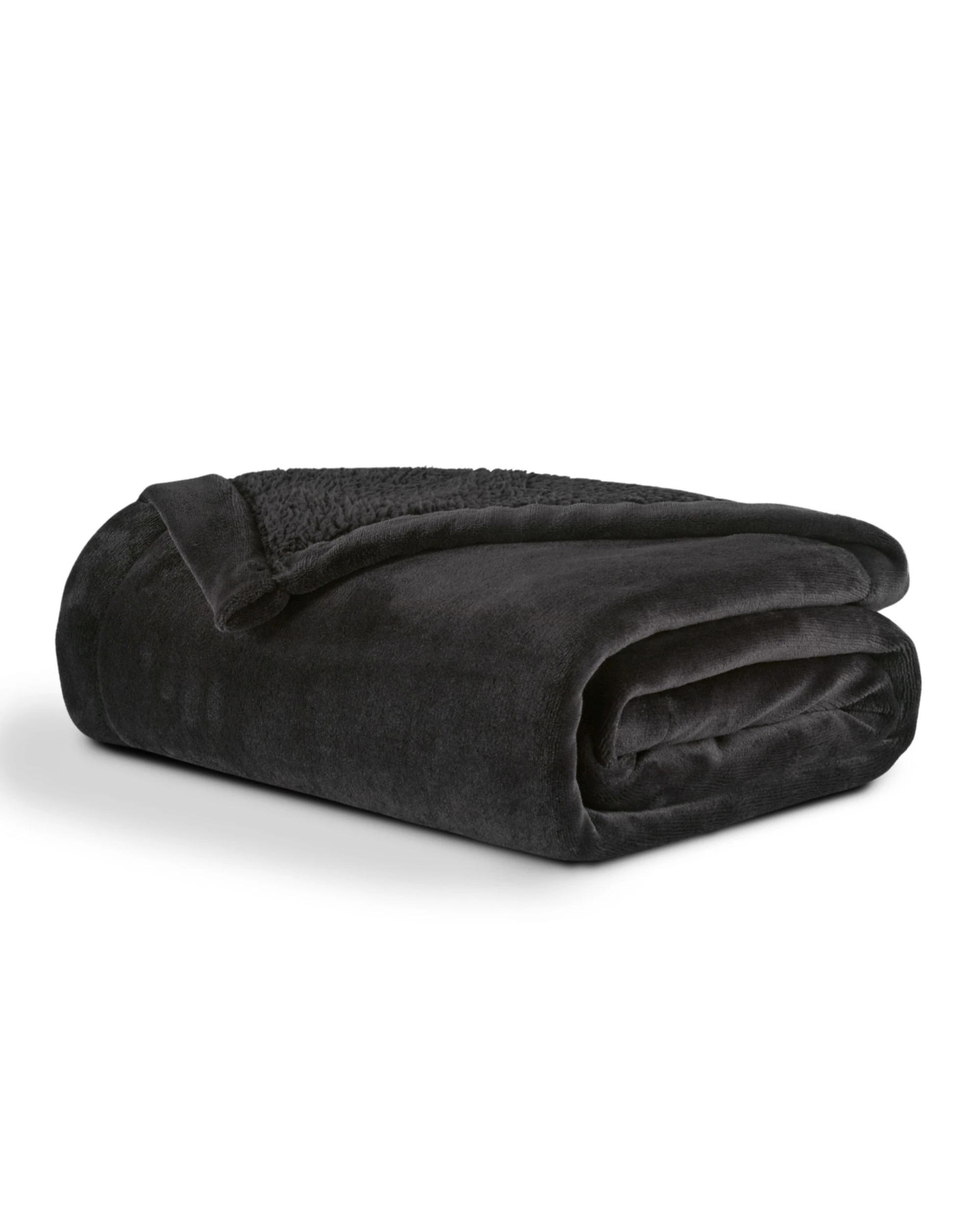 2 Serene Hudson Fleece and Sherpa Reverse Throw Blanket 130x170cm - Charcoal, 2 of 5
