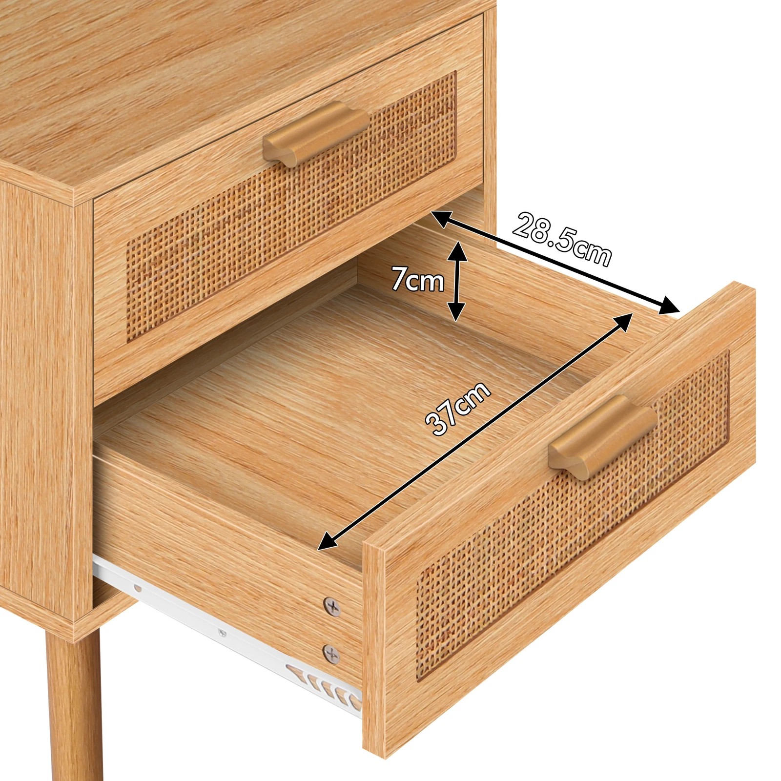 7 Alfordson 2x Bedside Table Nightstand Side Cabinet Rattan - Oak, 7 of 10