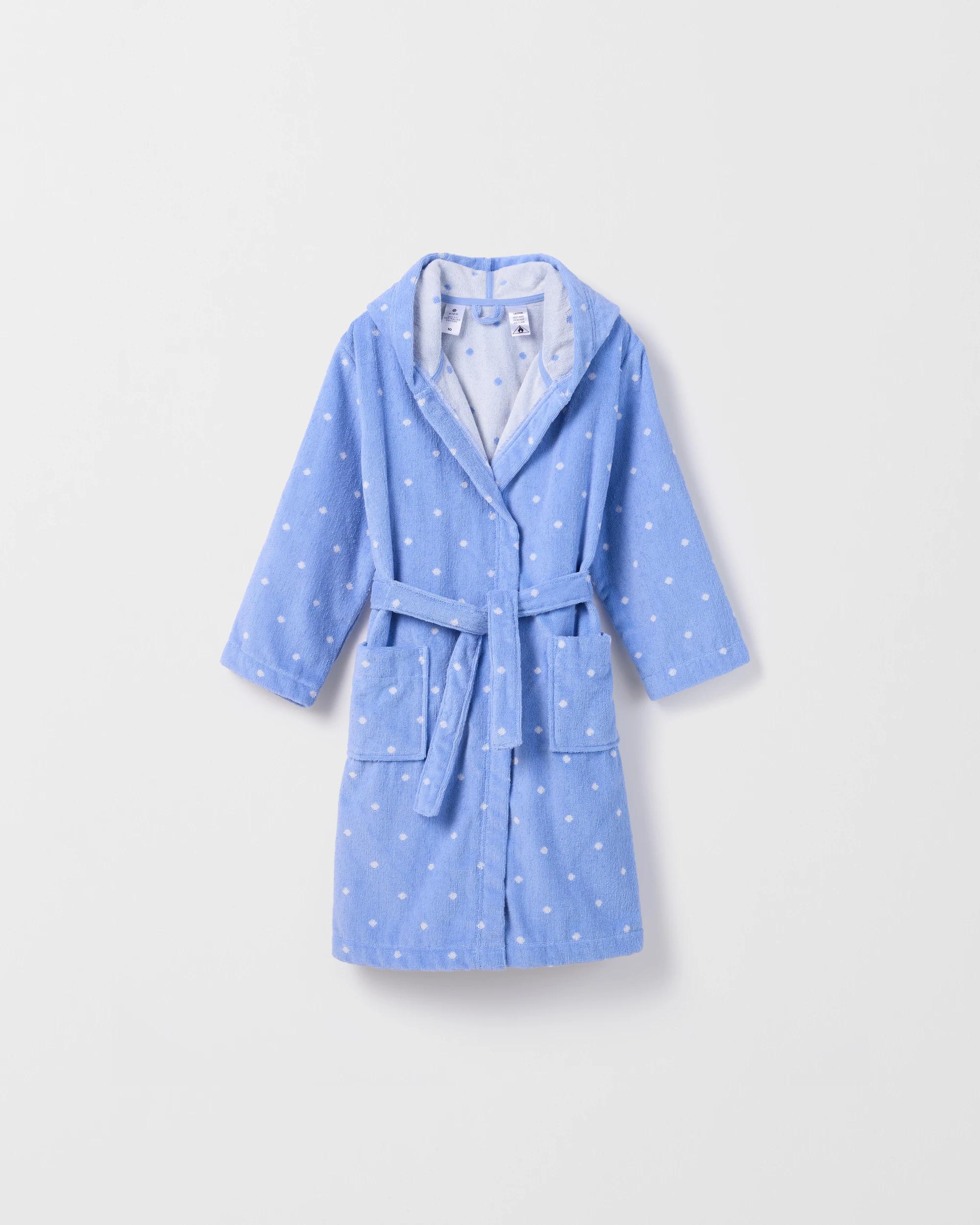 4 Target Kids Older Girls Australian Cotton Towelling Dressing Gown BLUE SPOT, 4 of 6