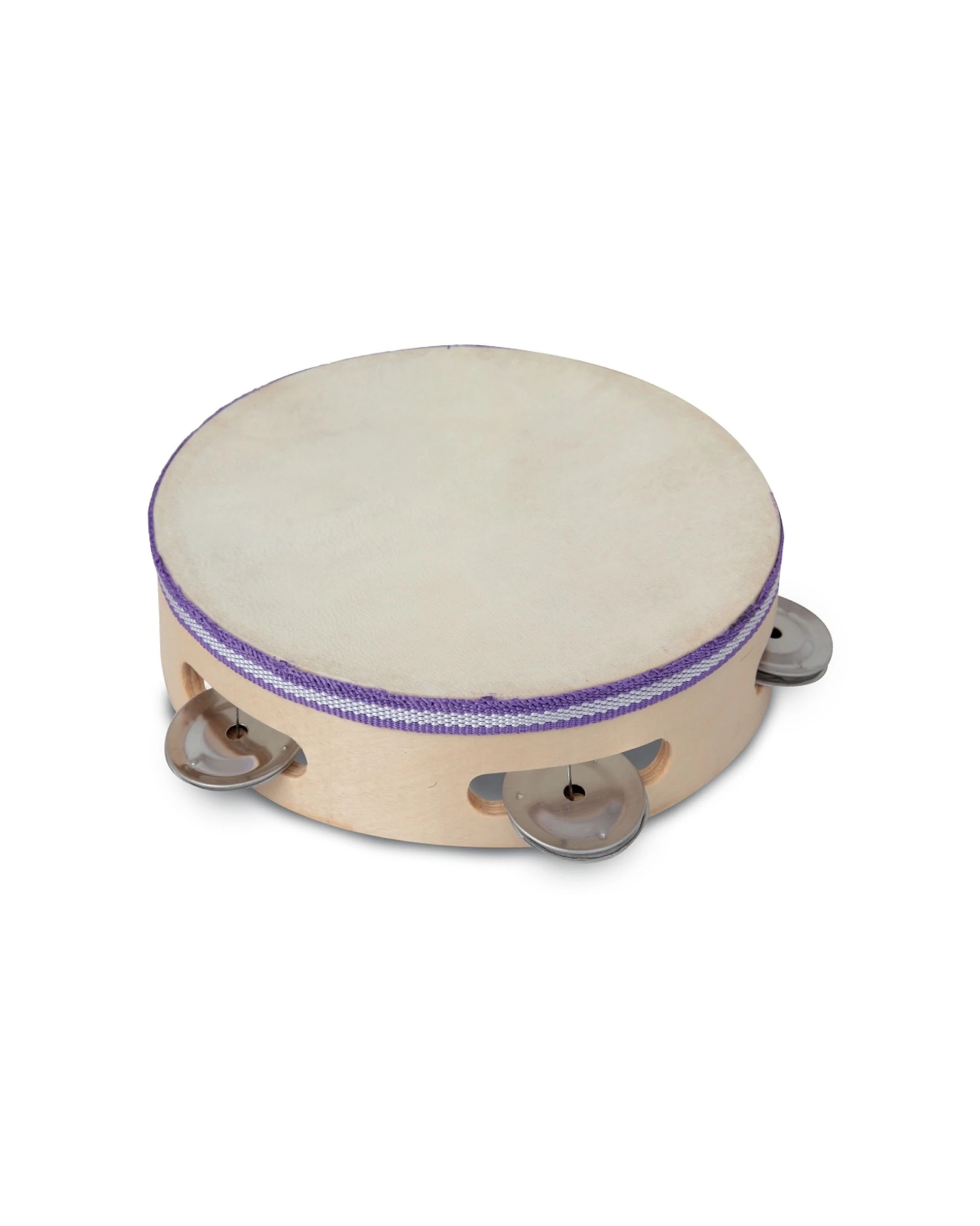 1 Bontempi Wooden Tambourine Membrane Cymbals Realistic Sound 190mm - Natural, 1 of 3