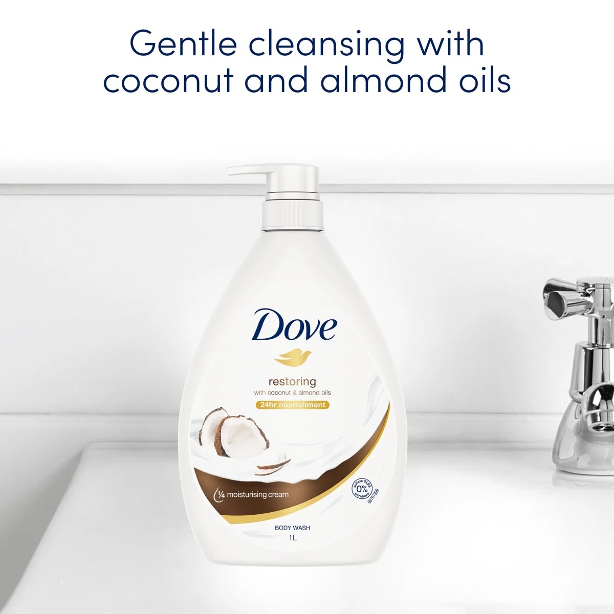 4 Dove Restoring & Nourishing Body Wash 1L - Coconut and Almond Oil, 4 of 9