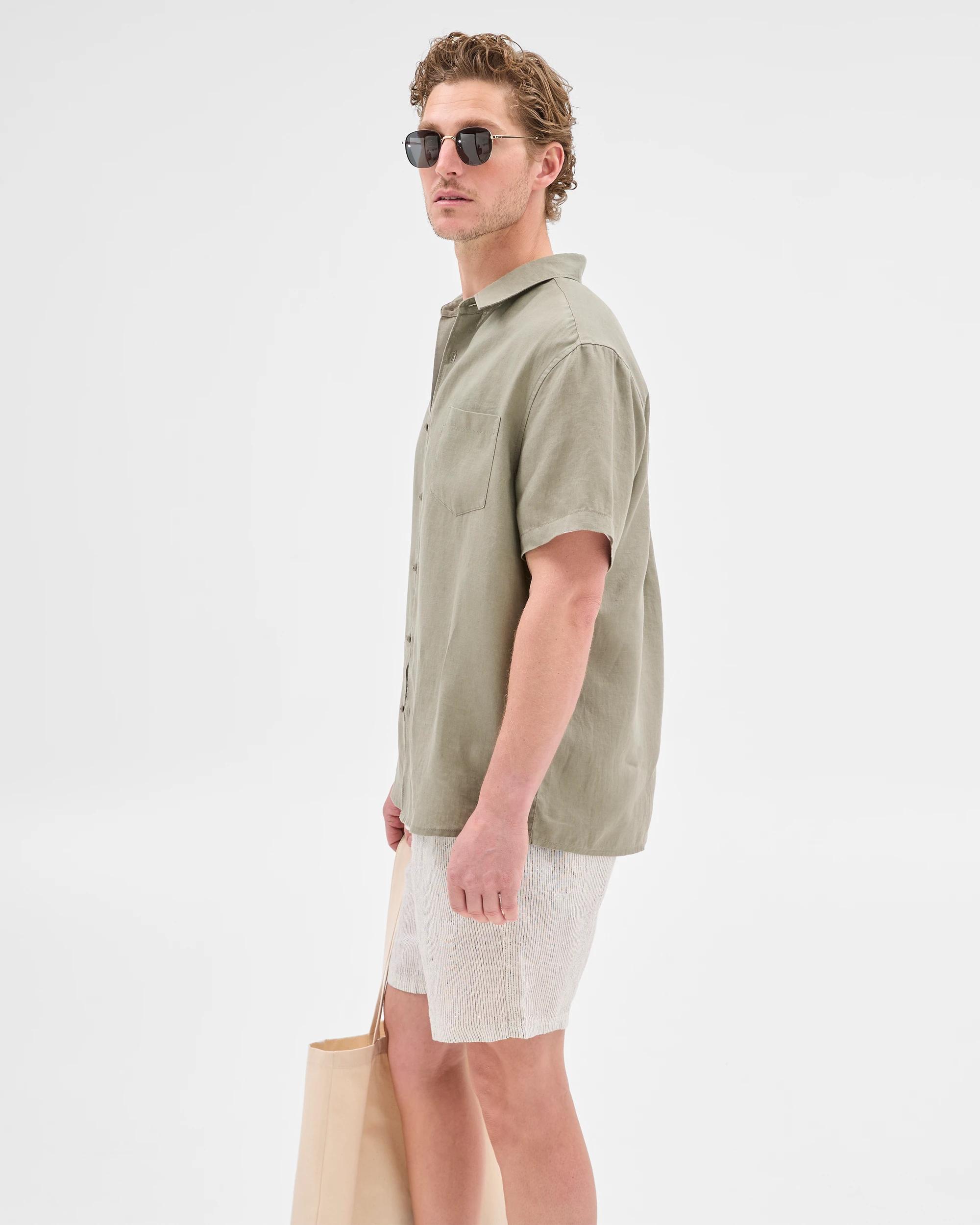 4 Target European Linen Short Sleeve Shirt KHAKI, 4 of 5