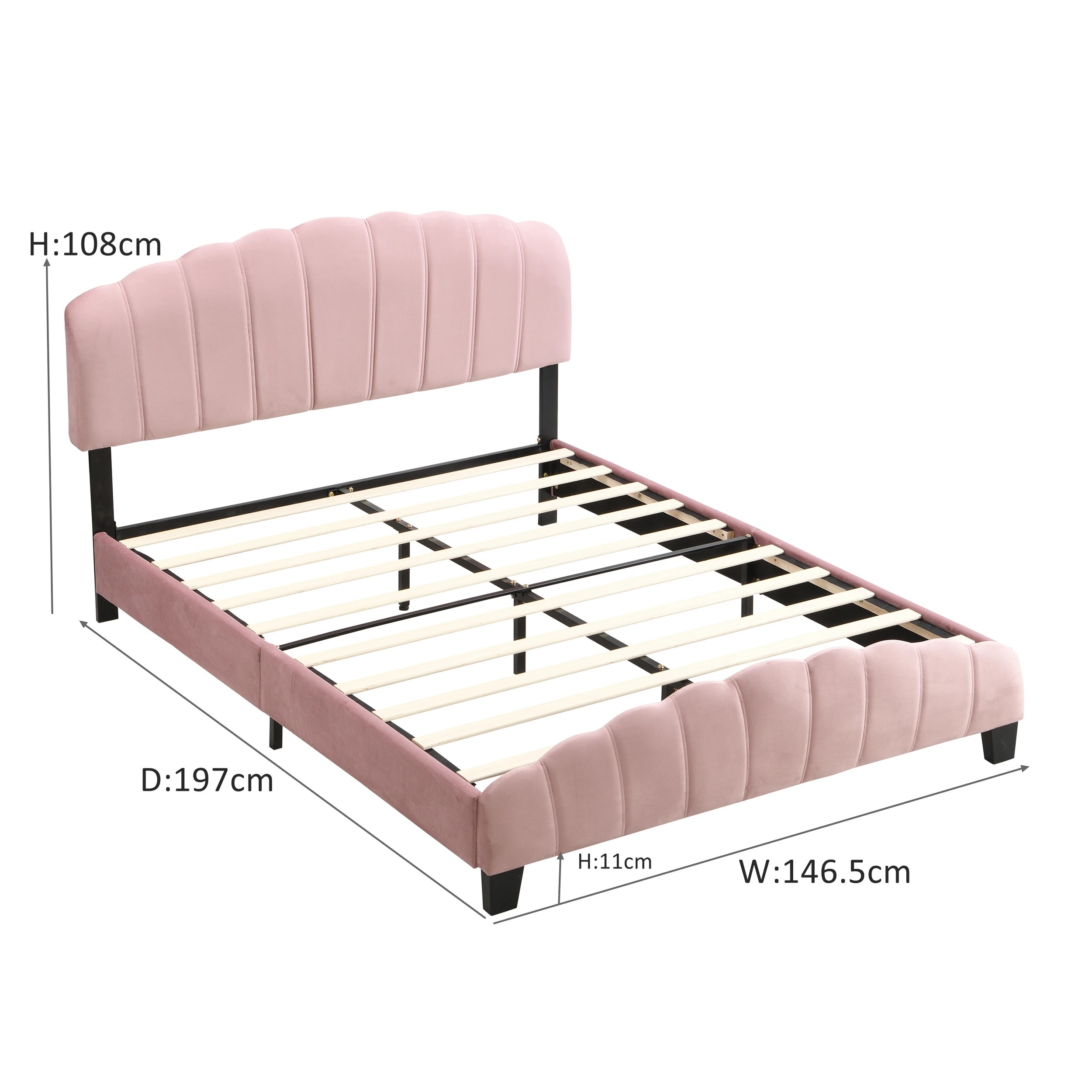 10 IHOMDEC BEF04 Shell Double Bed Frame - Pink - Pink, 10 of 10