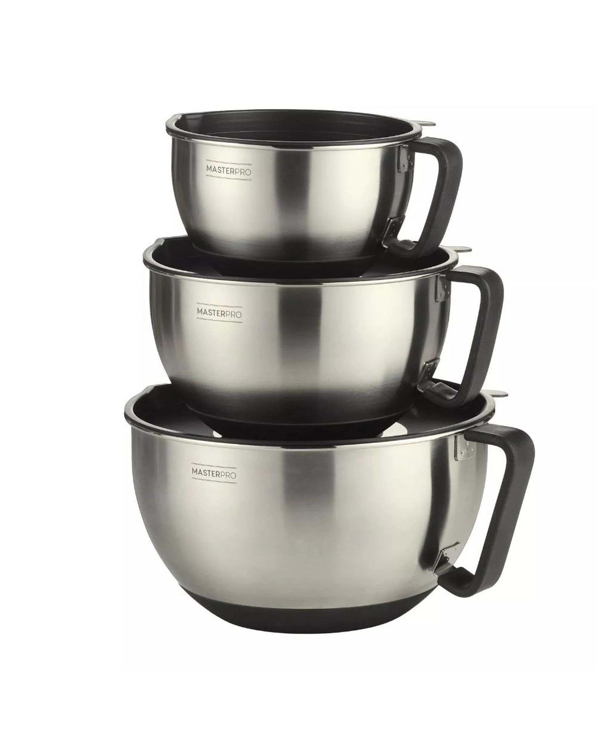 1 MasterPro Premium Stainless Steel 3pc Mixing Bowls  Set of 3, 1 of 9