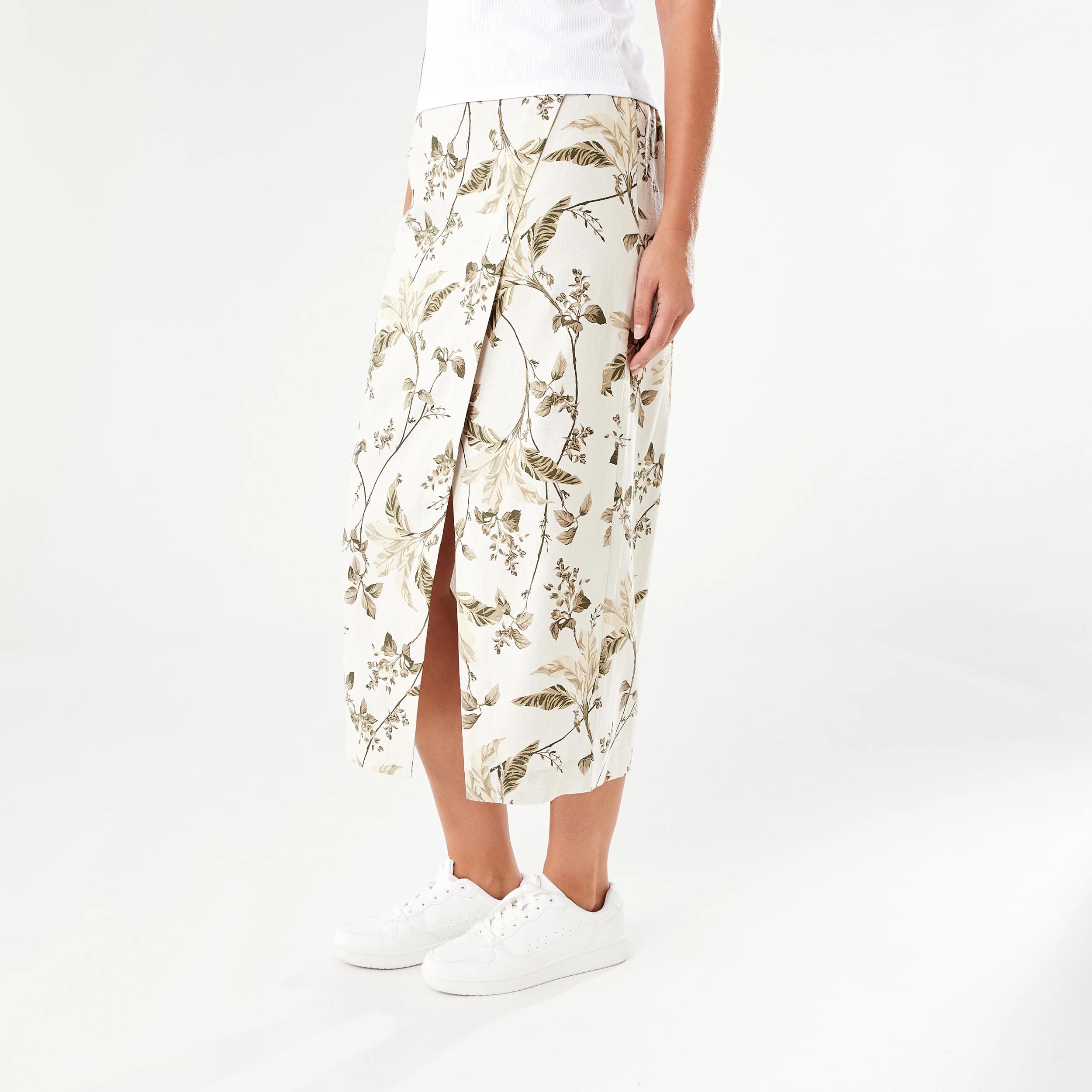 2 Button Asymmetrical Skirt TROPICAL BURNT OLIVE, 2 of 5