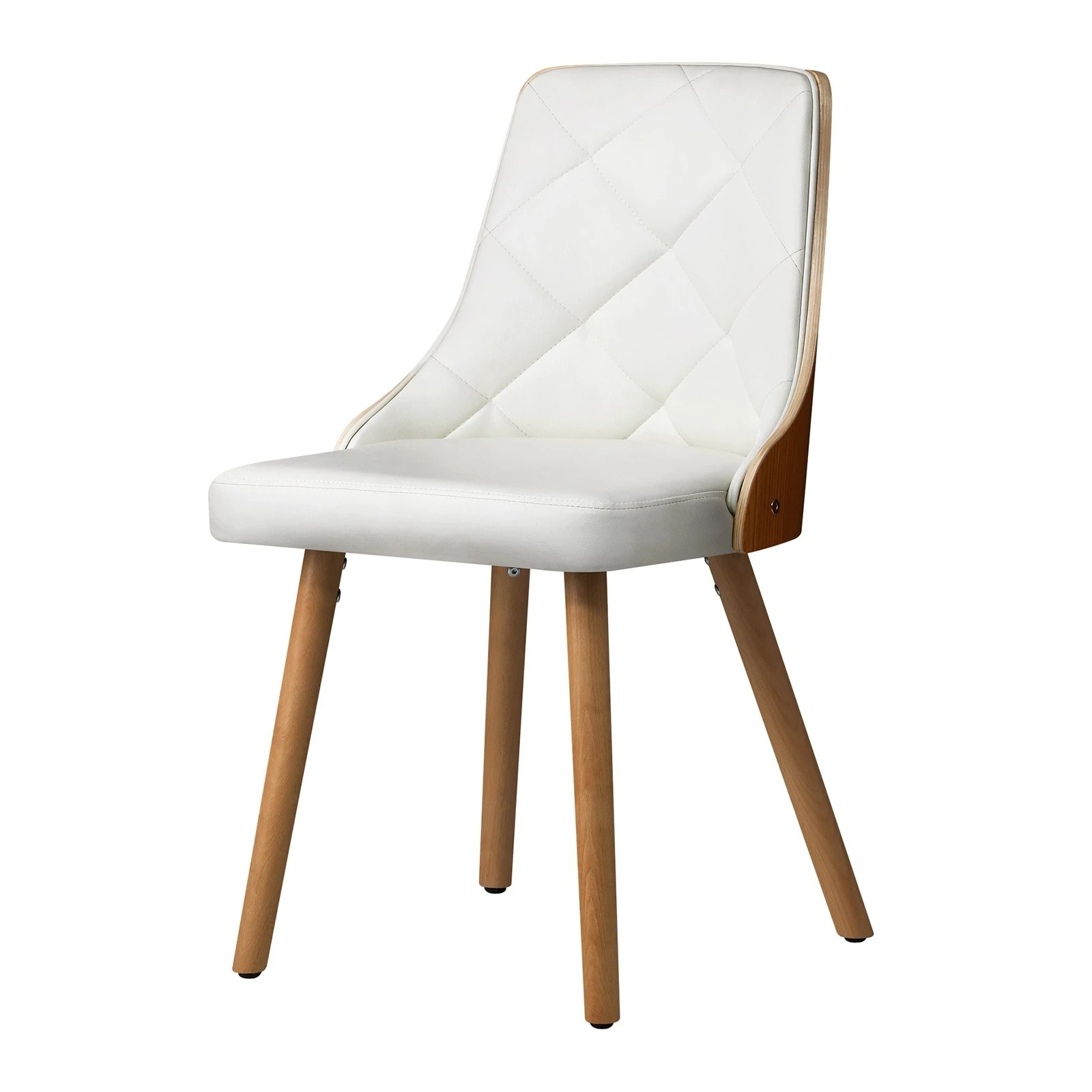 6 Oikiture 4x Dining Chairs Wooden Chair Kitchen Cafe Faux Leather Padded - White, 6 of 9