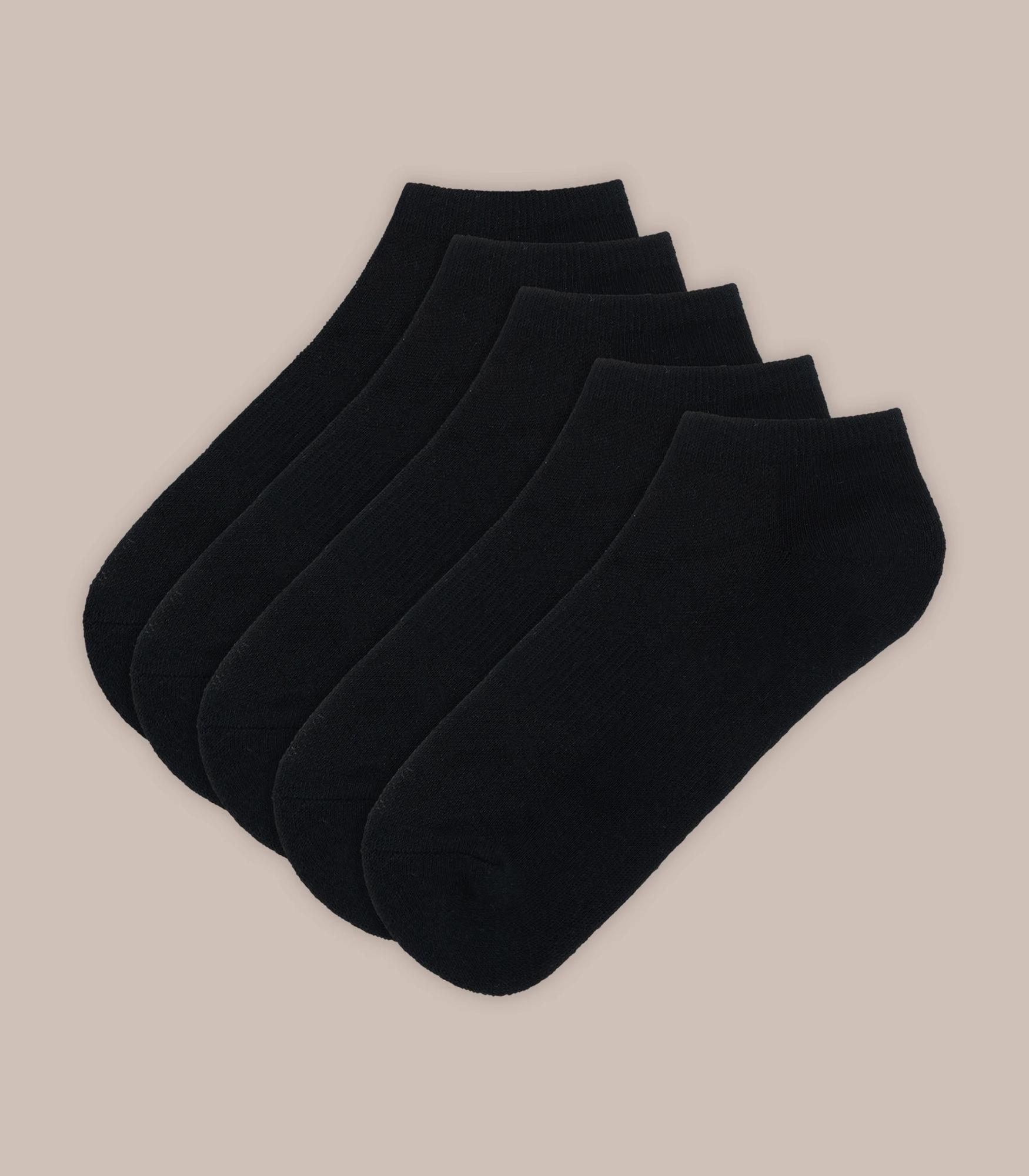 1 Underworks Active 5 Pack Sport Low Cut Socks BLACK, 1 of 1