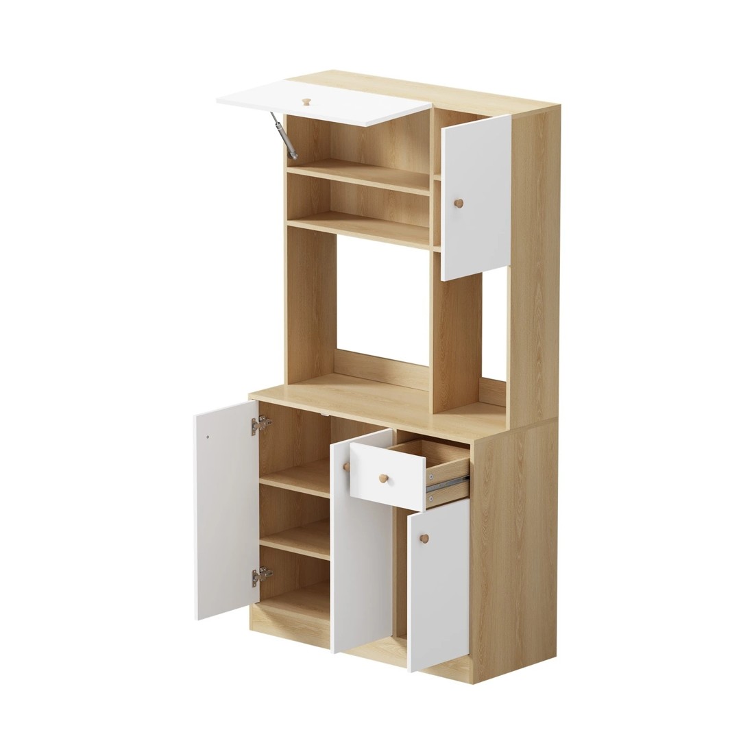 8 Oikiture Buffet Sideboard Storage Cabinet Kitchen Pantry Cupboard - Natural, 8 of 10