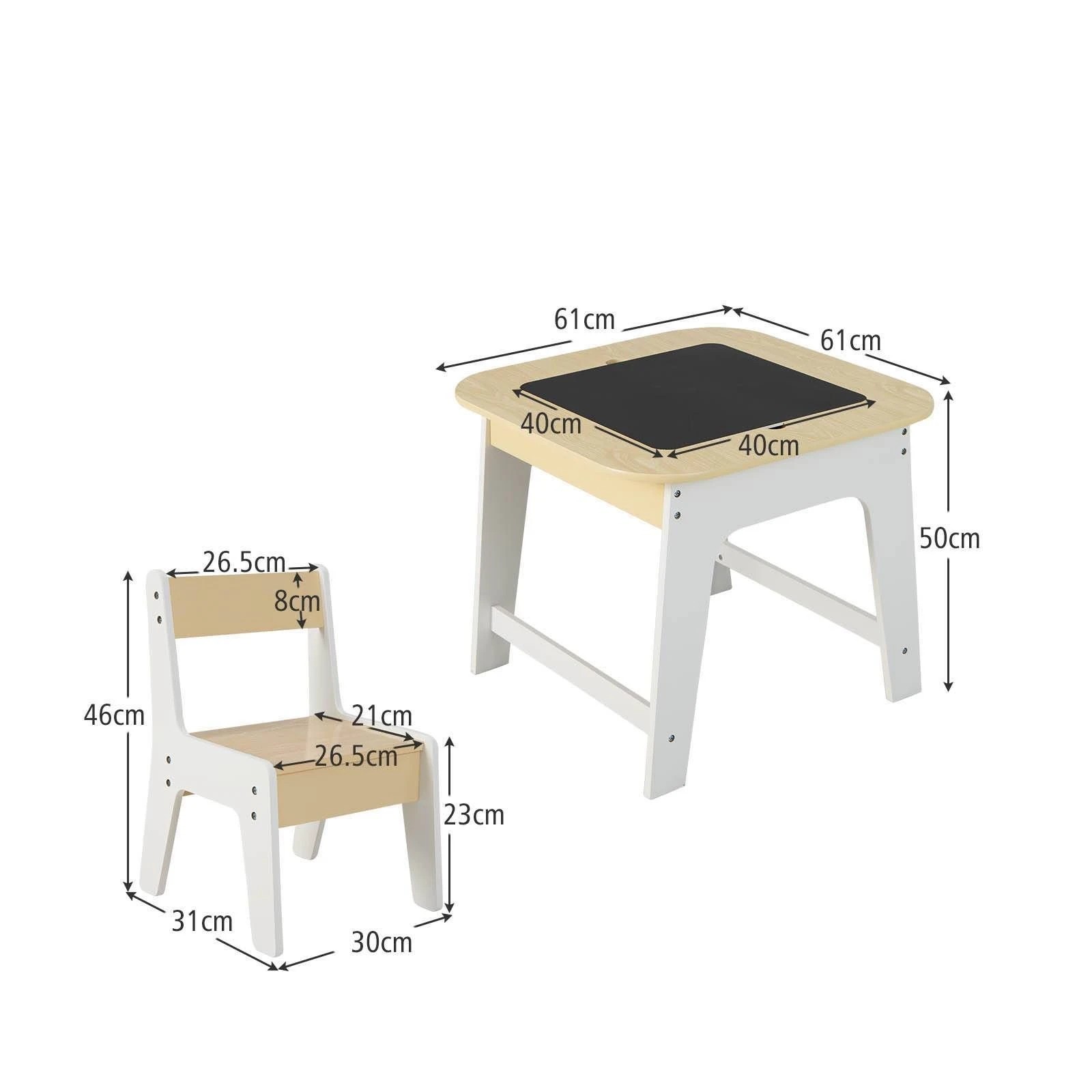6 Costway Double-Sided Kids Drawing Table & Chairs Set - Natural, 6 of 6