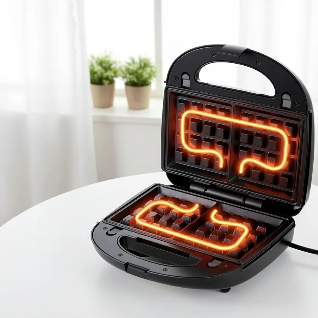 5 Devanti 3-in-1 Sandwich Press Waffle Maker Panini Press Grill - Black, 5 of 7