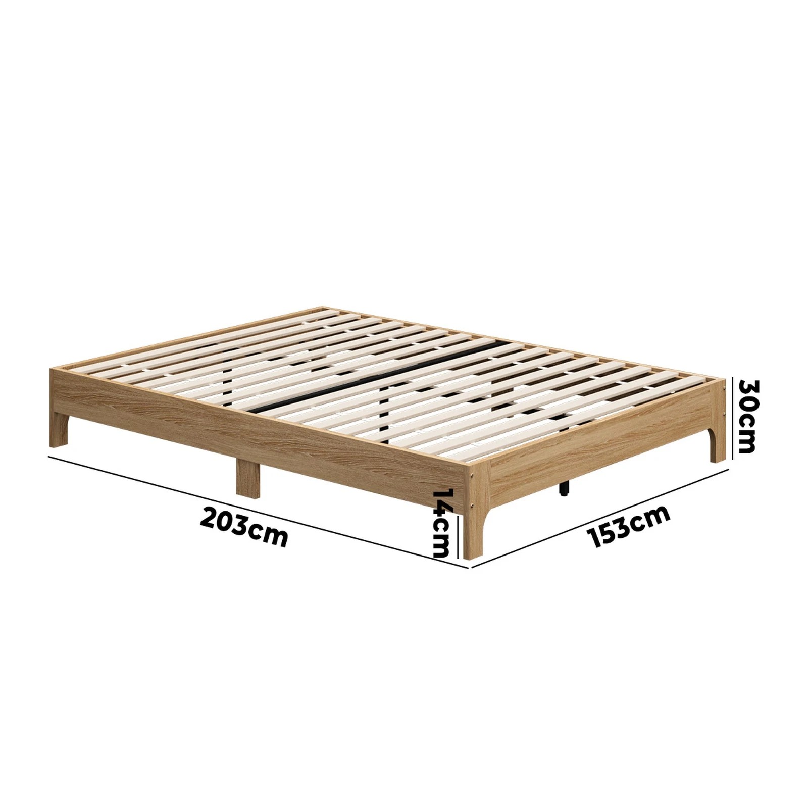 2 Oikiture Bed Frame Wooden Mattress Base Platform Beds - Queen Bed - Natural, 2 of 9
