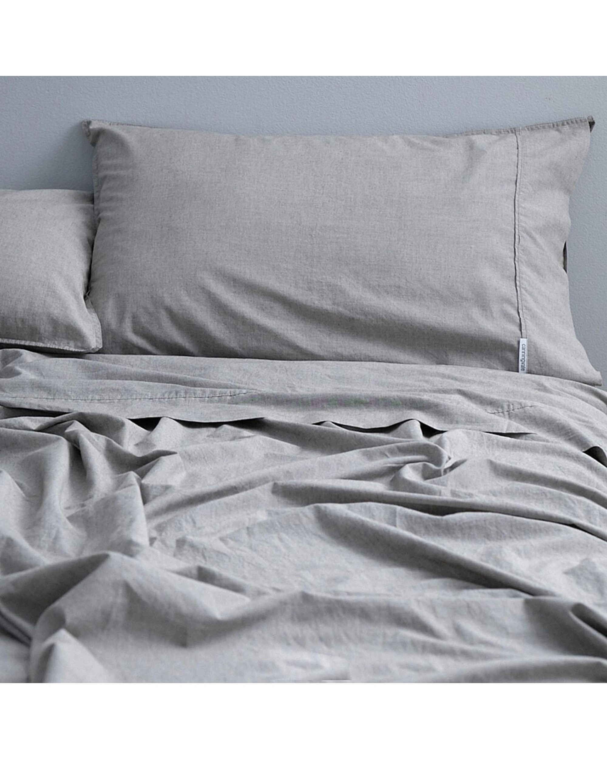1 Canningvale Vintage Softwash Cotton Fitted Sheet Set Home Bedding - Queen Bed - Grey, 1 of 4