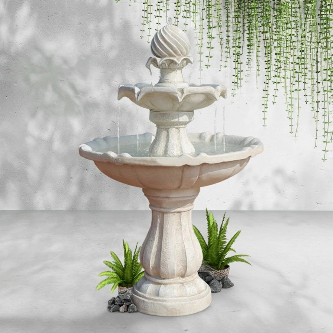 7 Gardeon Solar Water Feature 3-Tier Fountain with Pump Kit Bird Bath 93CM Ivory - Beige, 7 of 8