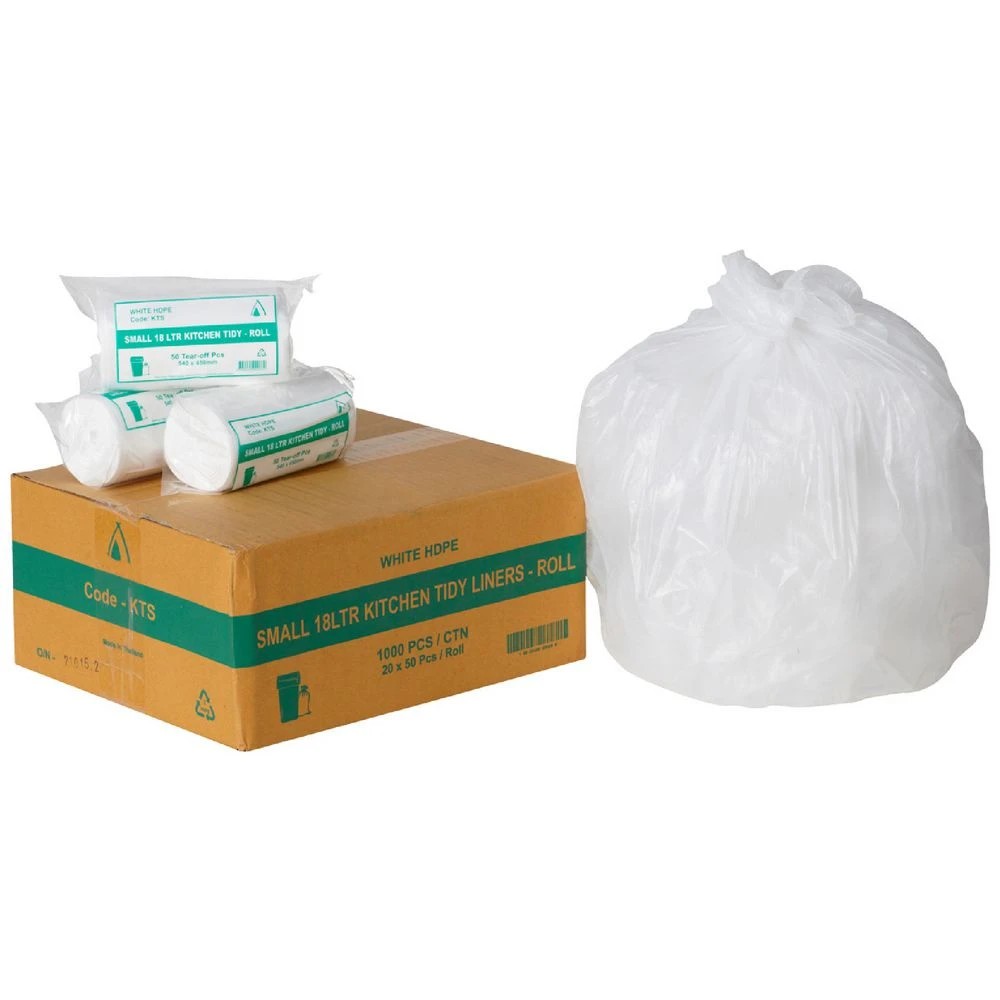 1 Tailored Packaging Kitchen Bin Liners 18L 1000 Pack White, 1 of 3