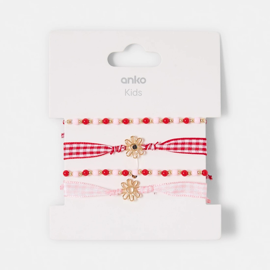 6 4 Pack Flower Bracelets - Gold Tone, Pink, Red and White, 6 of 6