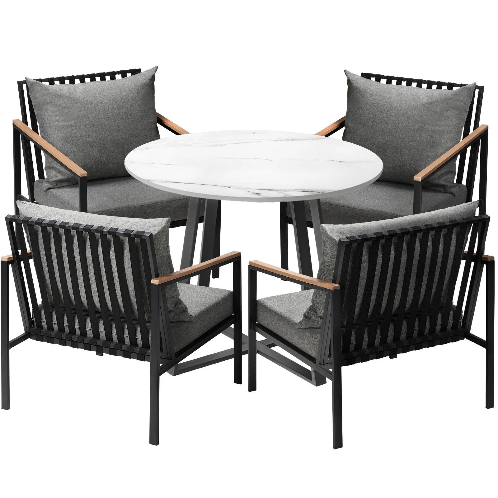 1 Livsip 5pcs Outdoor Dining Setting Table Sofa Chairs Patio Furniture Bistro Set
 - Multi, 1 of 10