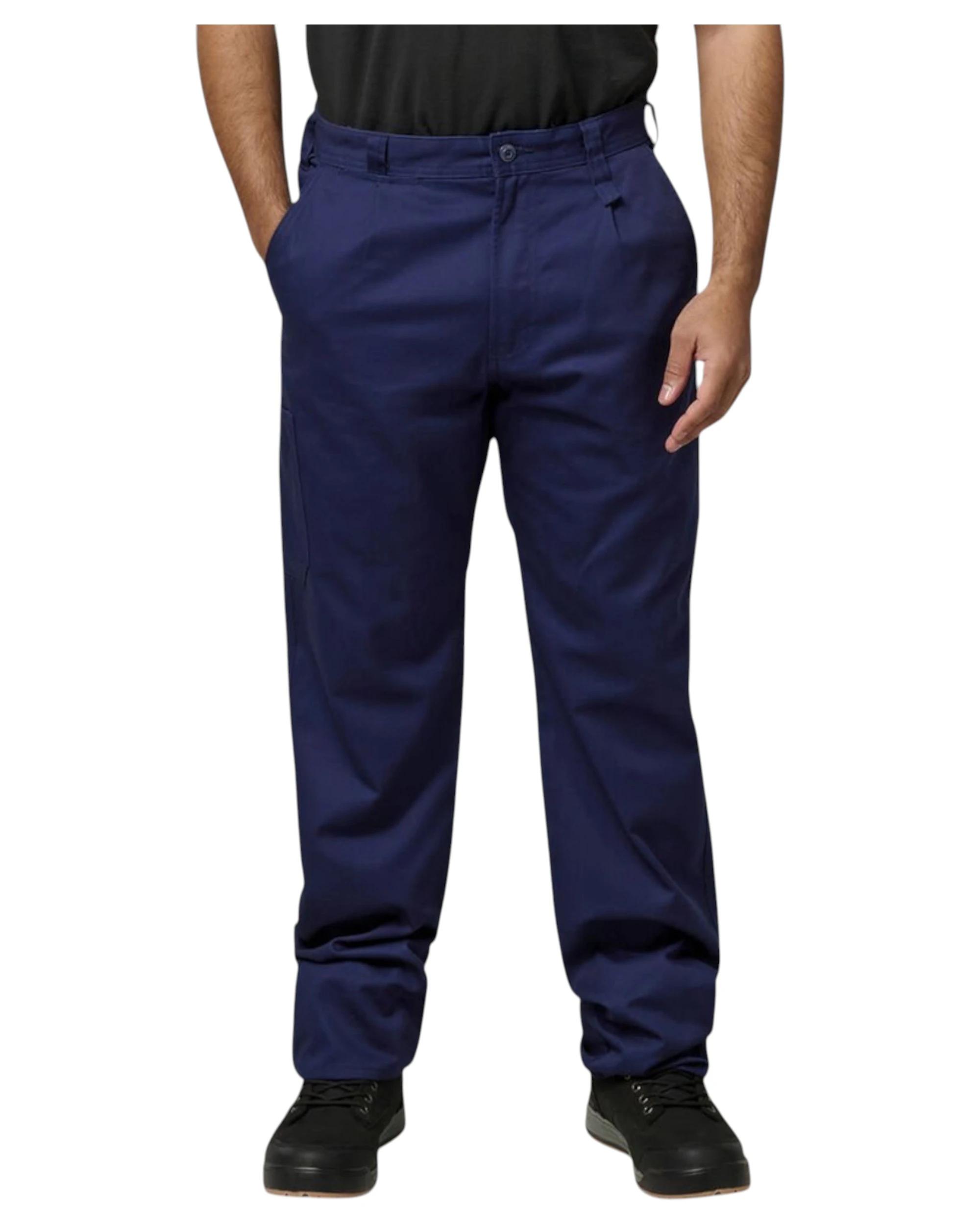 4 Hard Yakka Mens Basic Drill Work Cotton Navy Pants NAVY, 4 of 8