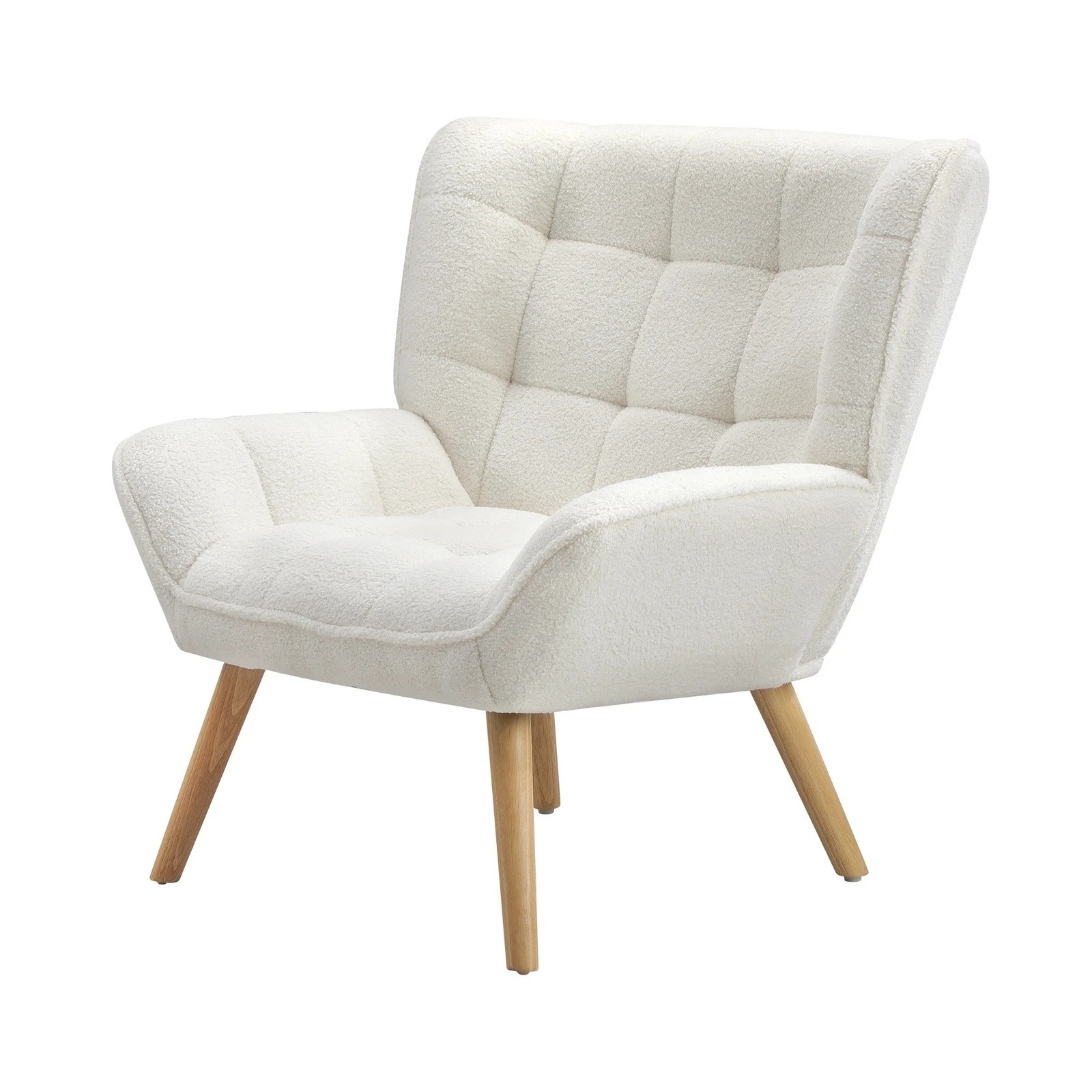 8 Oikiture 2x Armchair Accent Chairs Sofa Lounge Sherpa Upholstered Tub - White, 8 of 10