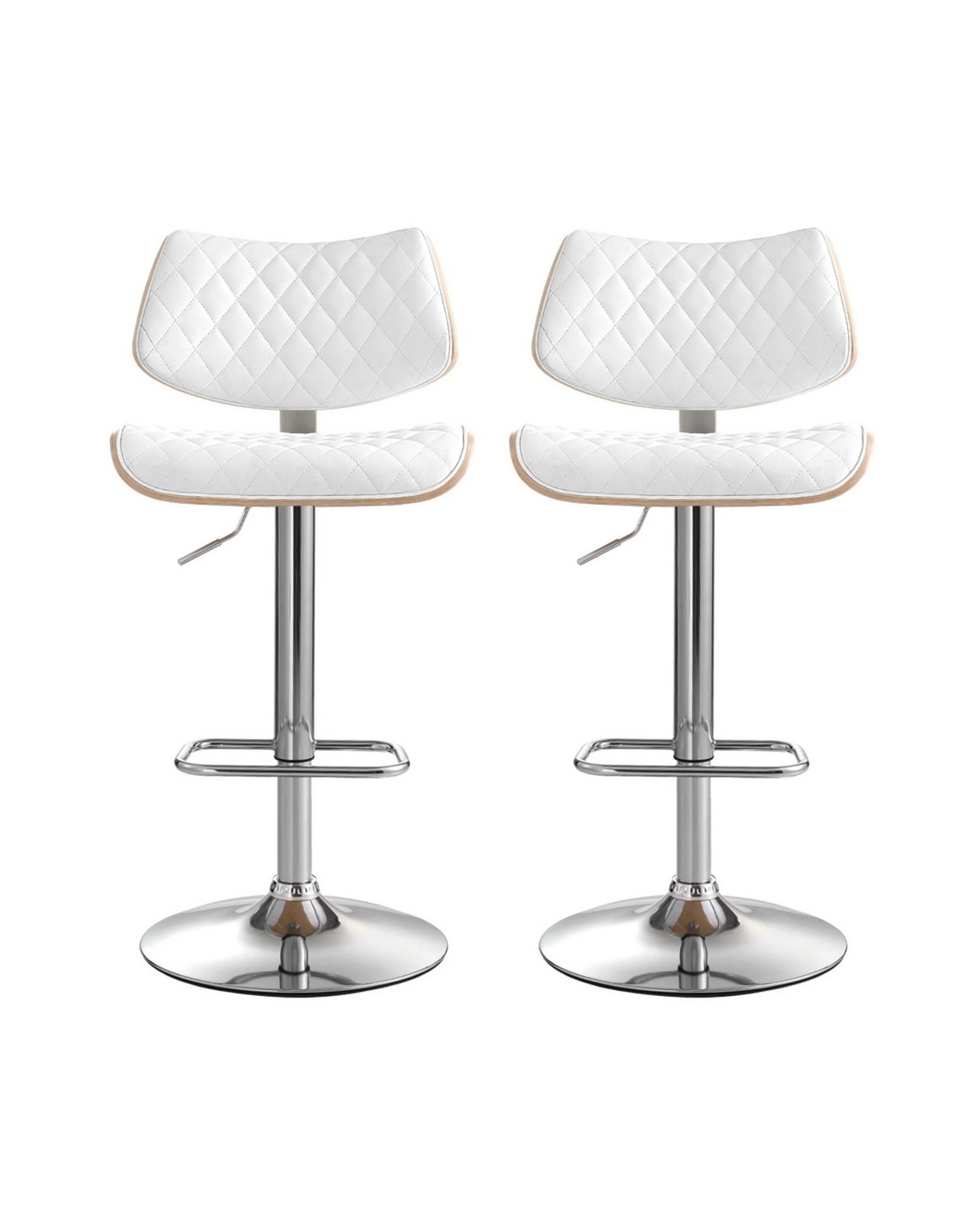 3 Artiss 2x Bar Stools Kitchen Dining Chairs Gas Lift Stool Wooden Leather - White, 3 of 5
