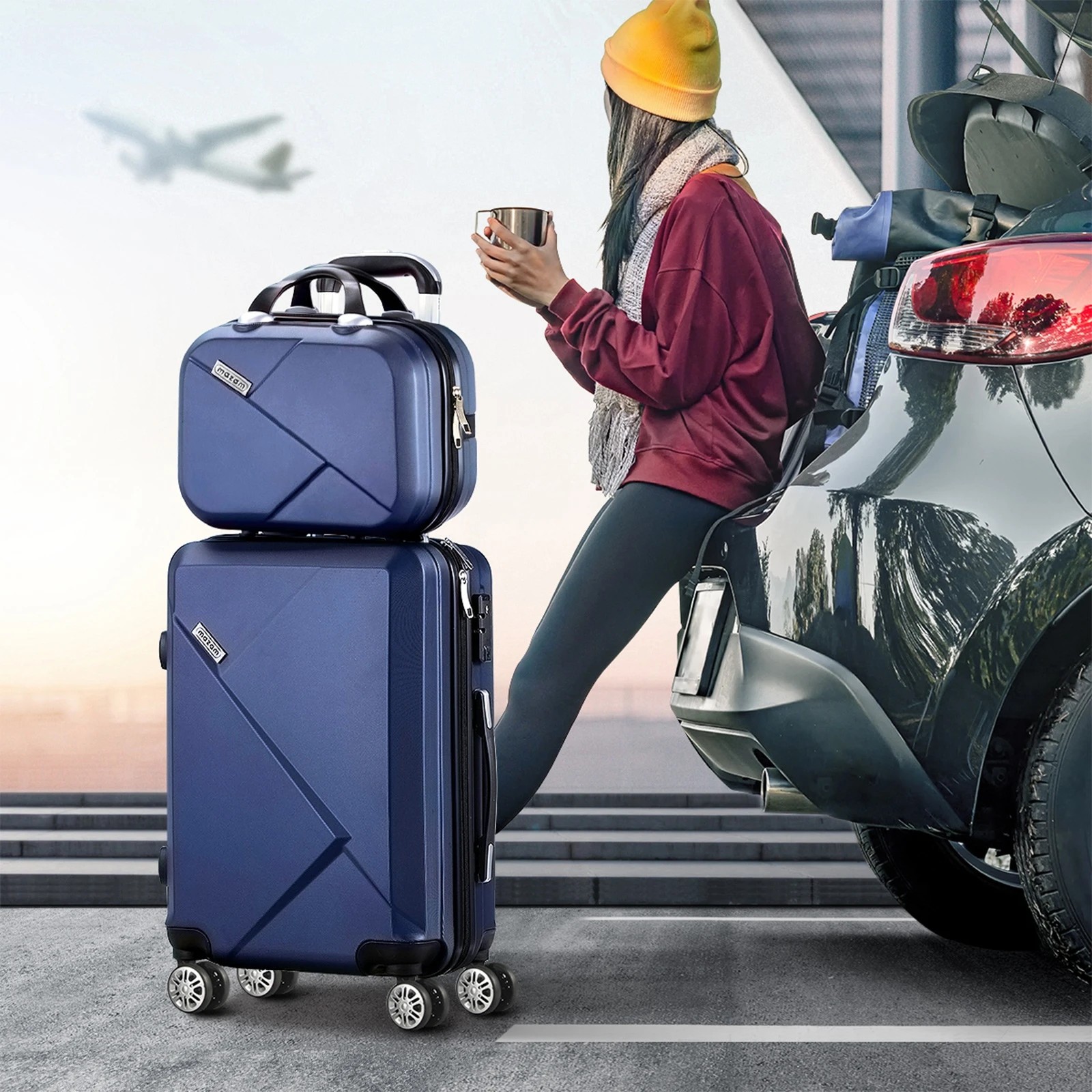 4 Mazam 2PCS Luggage Suitcase Trolley Set - Blue, 4 of 7
