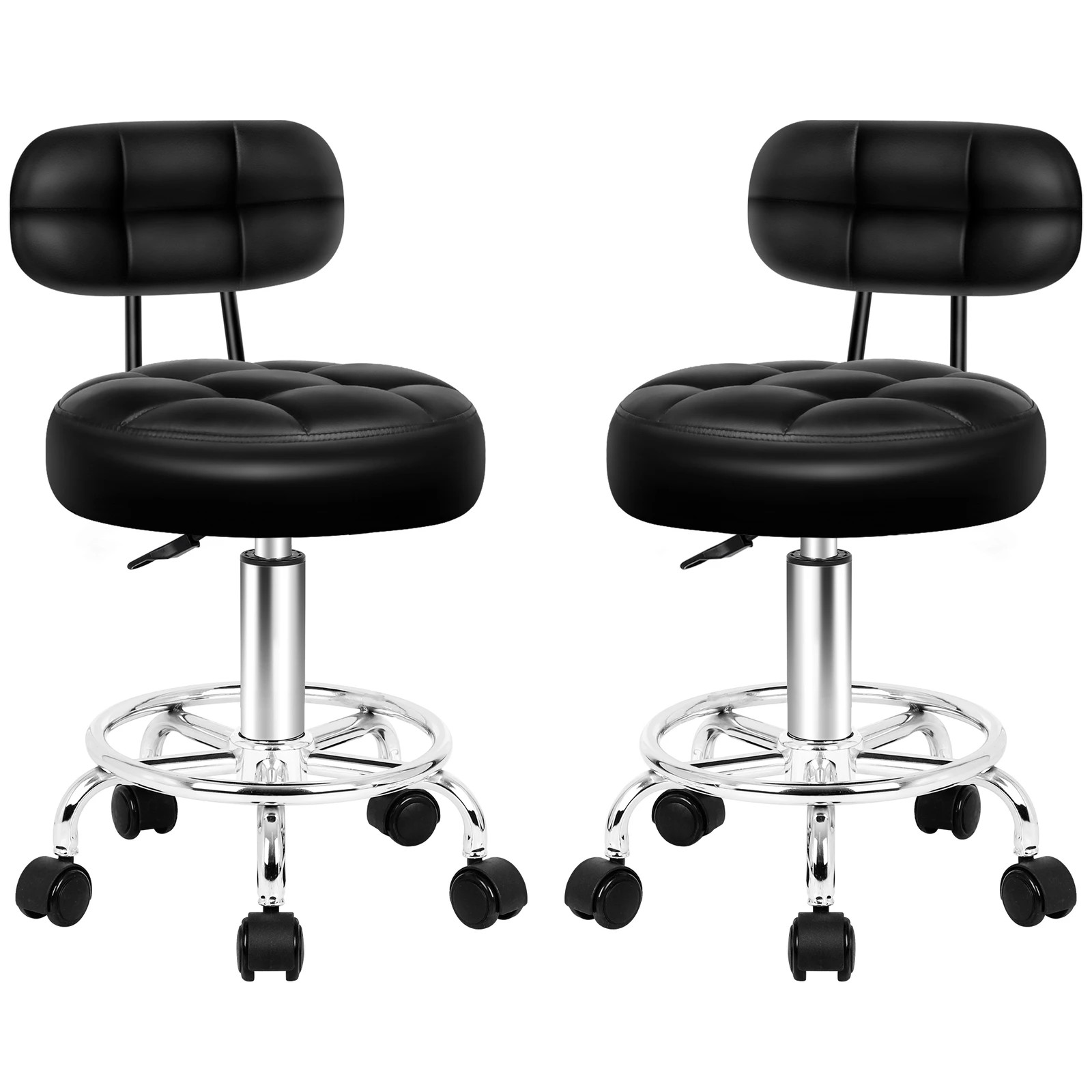 1 Alfordson 2x Salon Stool Backrest Swivel Barber Hair Dress Chair Riley - Black, 1 of 10