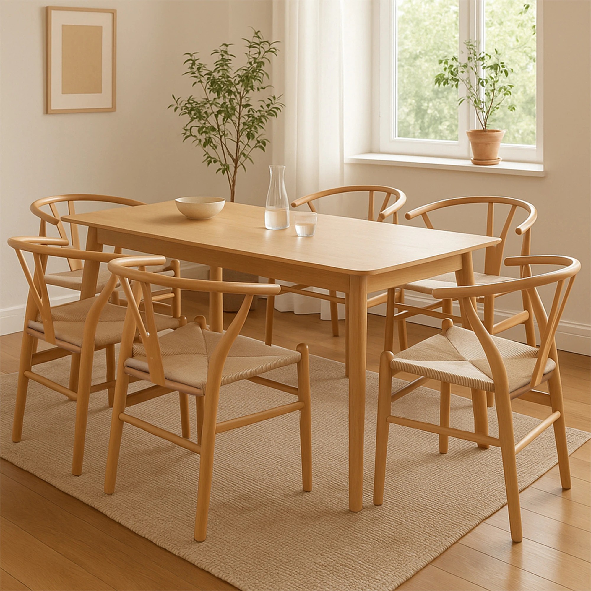 8 Levede 6x Dining Chairs Wooden Hans Wegner Chair Wishbone Chair Cafe Lounge Seat, 8 of 8