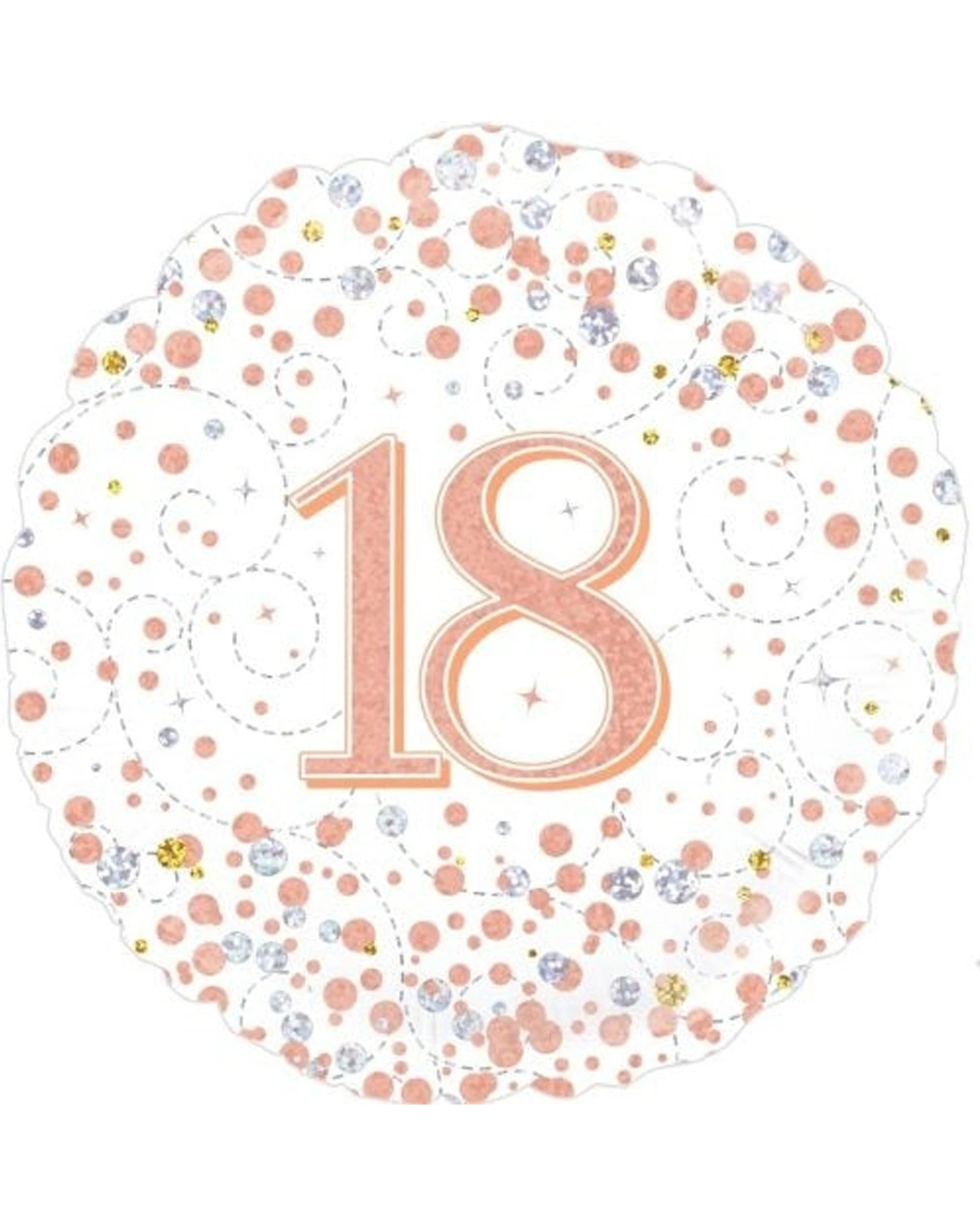 1 Alpen Foil Balloon Sparkling Fizz 18 Number Party Decoration Rose 45cm - Gold, 1 of 1
