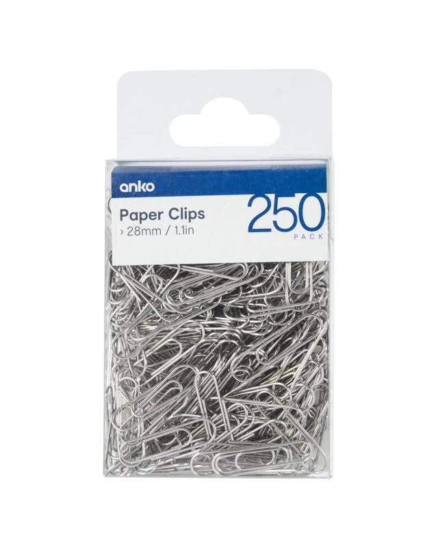 250 Pack 28mm Paper Clips - Si
