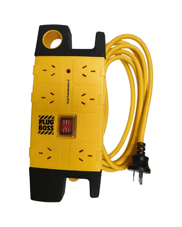 HPM Plug Boss 6-Way Powerboard Black and Yellow