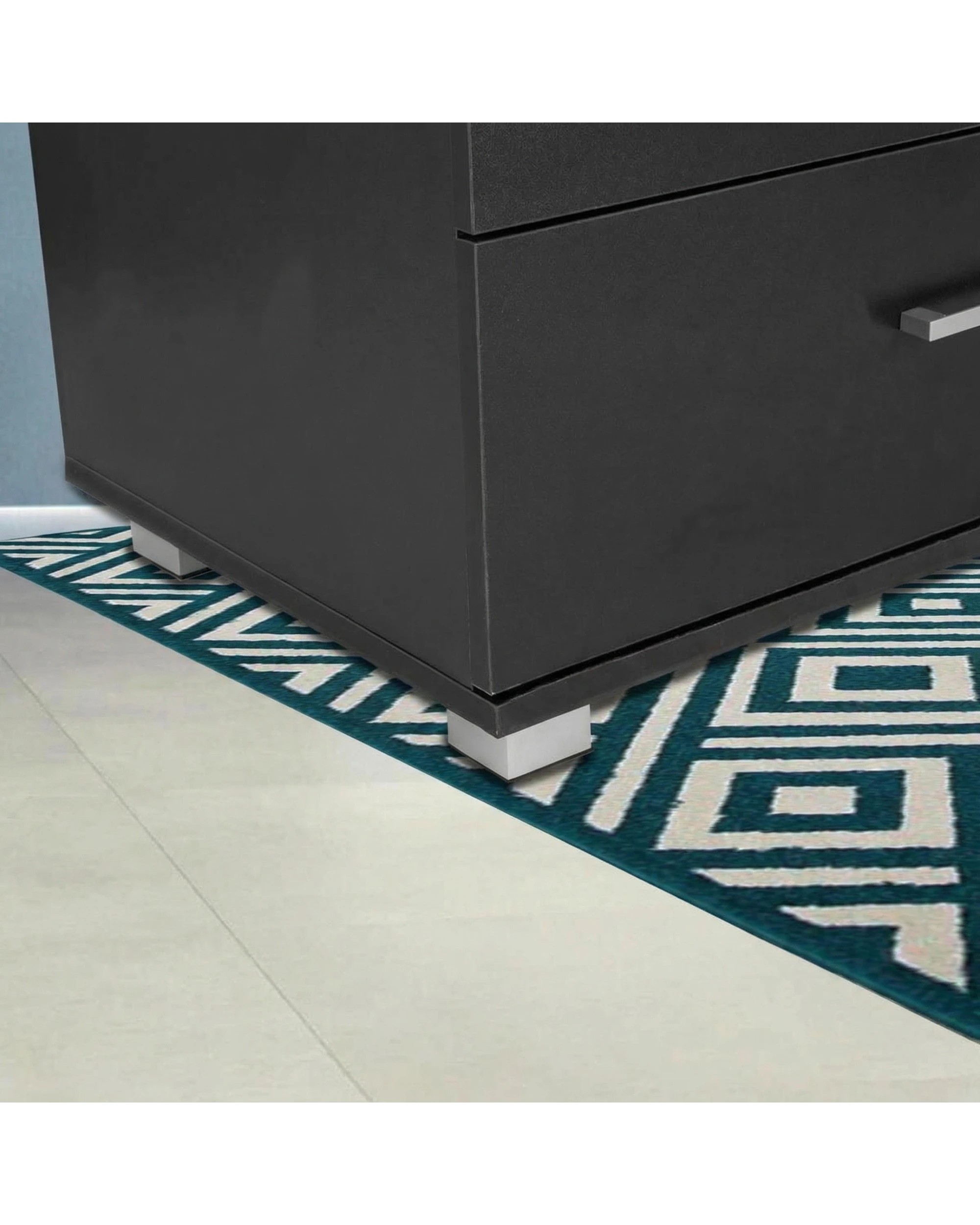 1 Bedside Table with Drawers MDF Wood in Black - Black, 1 of 5