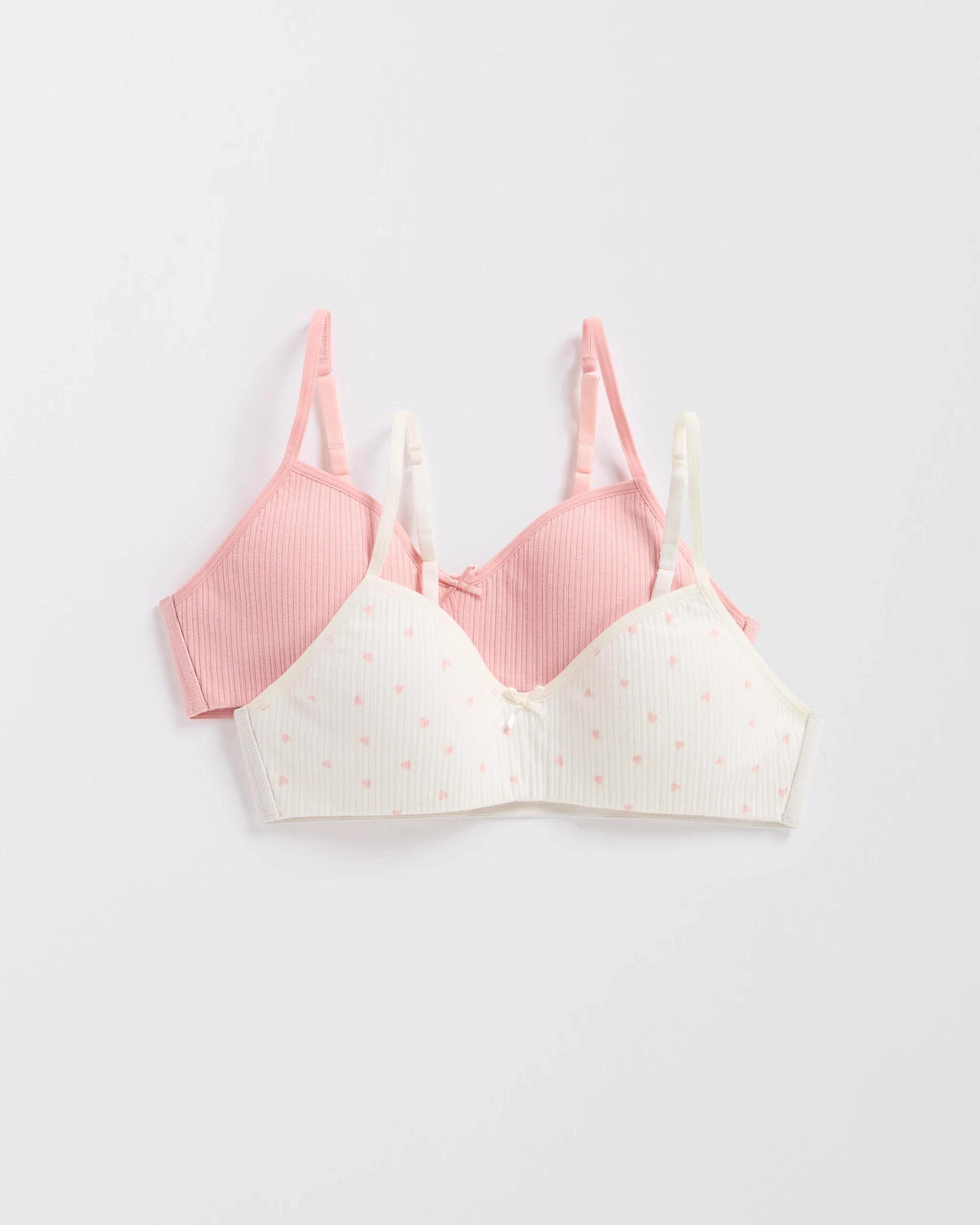 1 Maxx Australian Cotton Blend Older Girls Crops 2 Pack CREAM HEART, 1 of 2