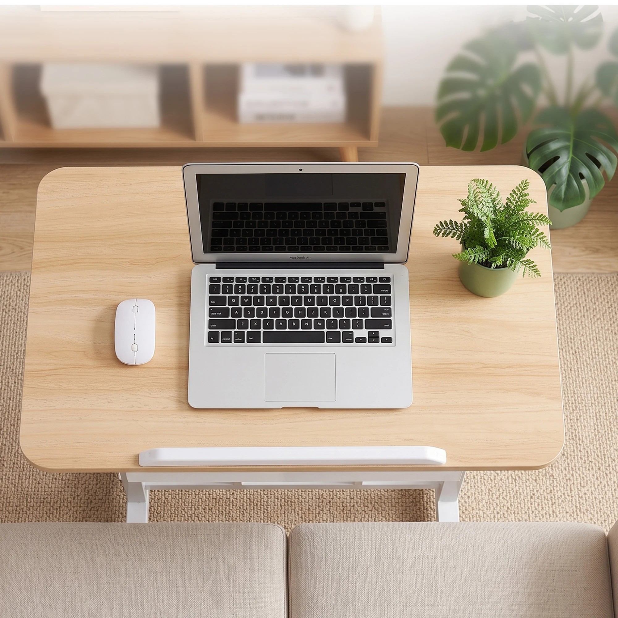 7 Artiss Adjustable Laptop Desk Mobile Bedside Table Hidden Storage Wood - Natural, 7 of 10