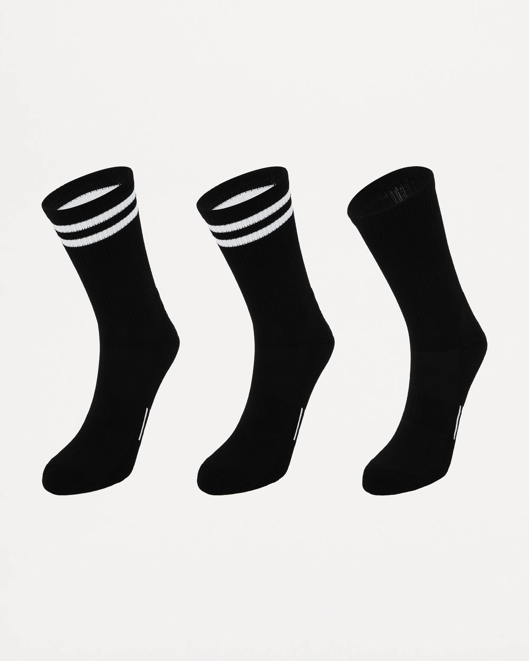 1 3 Pack Bamboo Rib Active Crew Socks Black, 1 of 3