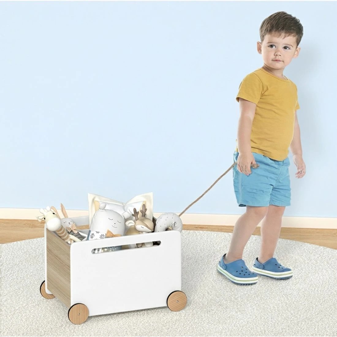 5 Keezi Kids Toy Box Chest Toys Storage Children Organiser Wheel - White, 5 of 5