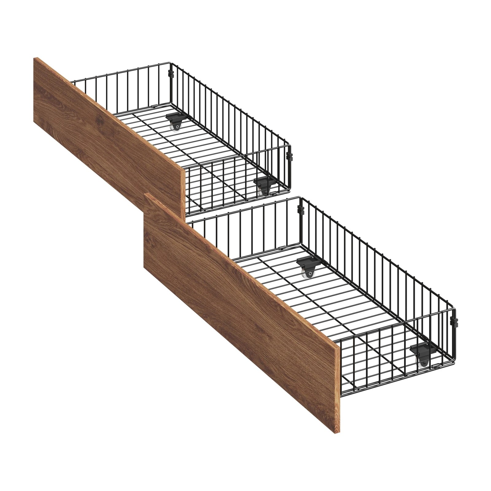 1 Oikiture 2x Bed Frame Storage Drawers With Wheels Metal
 - Black, 1 of 9