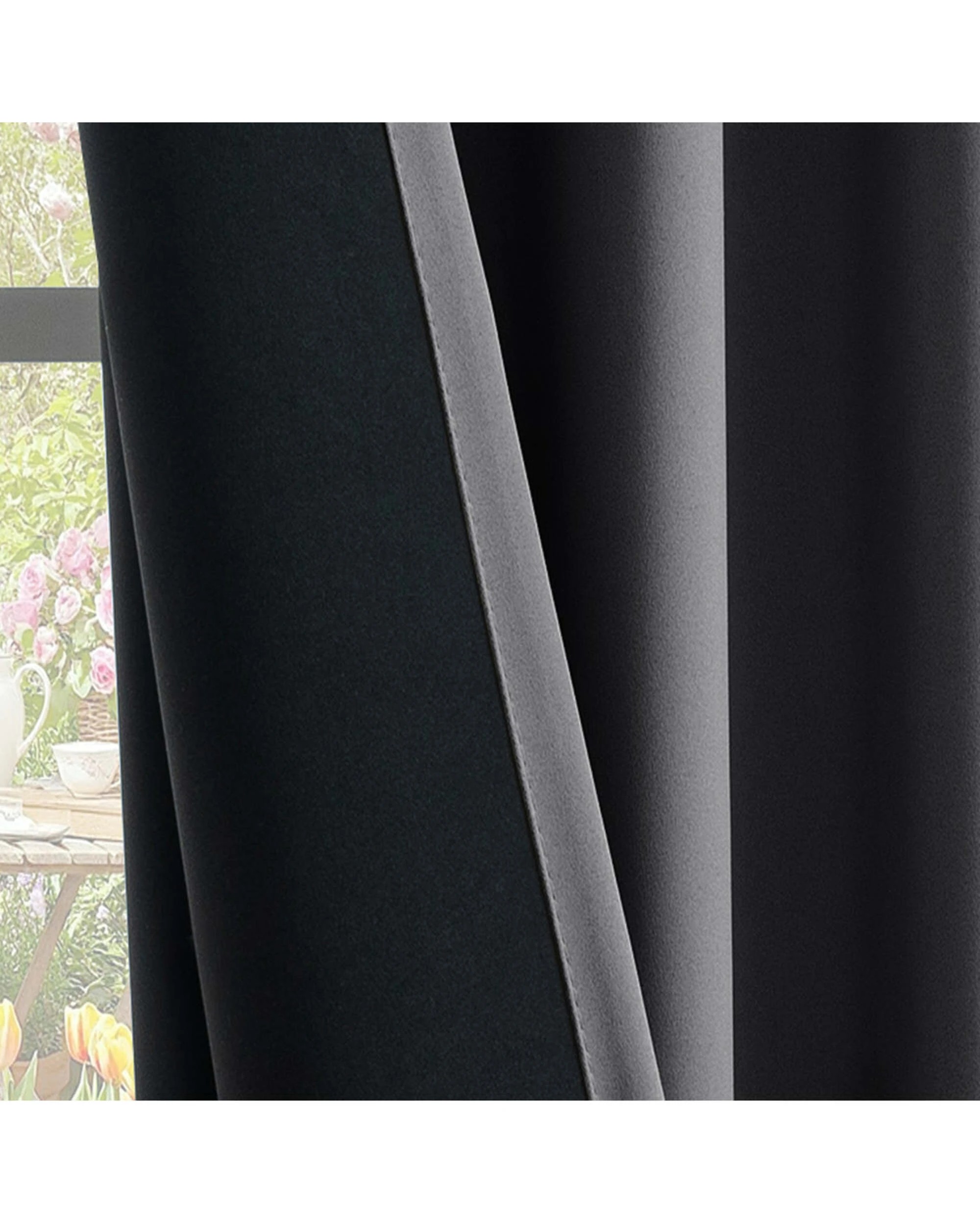 2 Smarcute Blockout Grommet Curtain with Black Liner Backing - 2X 132x160cm - Charcoal, 2 of 4