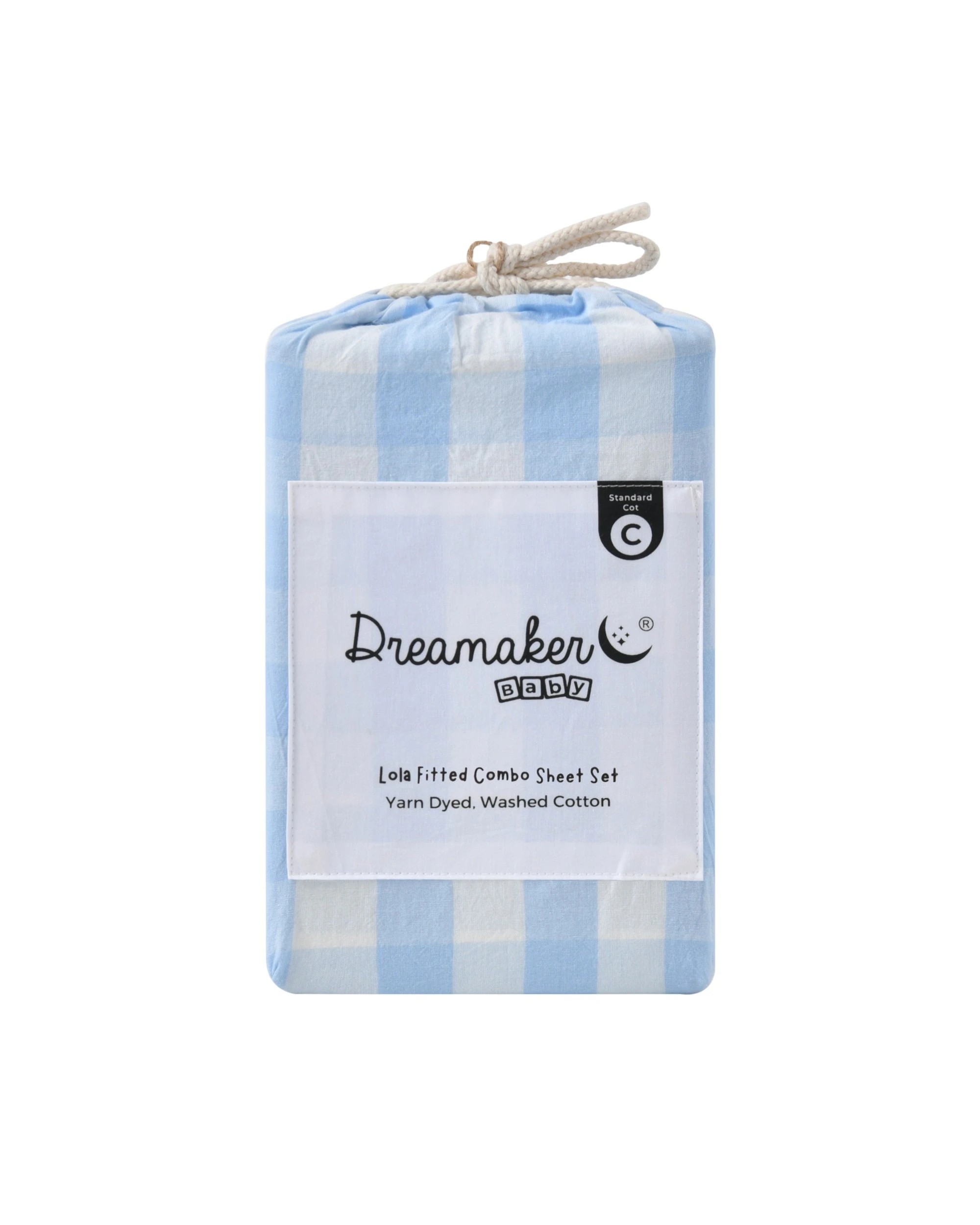 7 Dreamaker Baby Lola Washed Cotton Yarn Dyed Gingham Combo Set - COT Size - Sky, 7 of 7