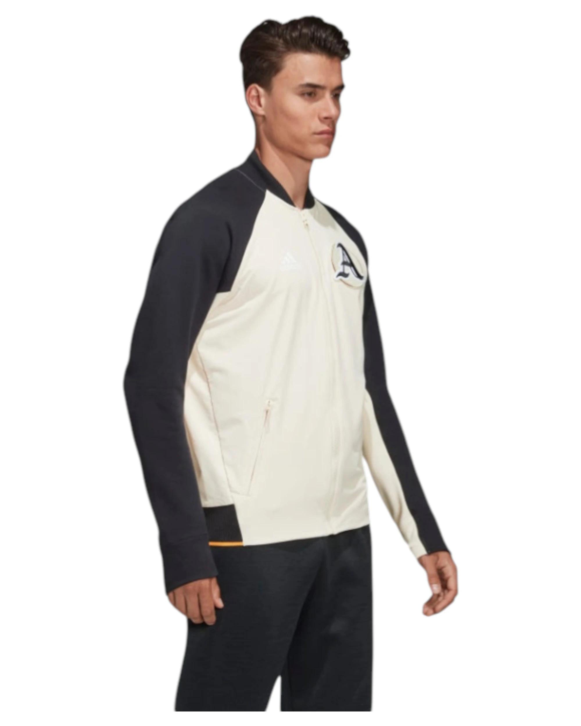 6 Adidas Mens Linen/Black Vrct Varsity Collegiate Zipup Jacket LINEN/BLACK, 6 of 7