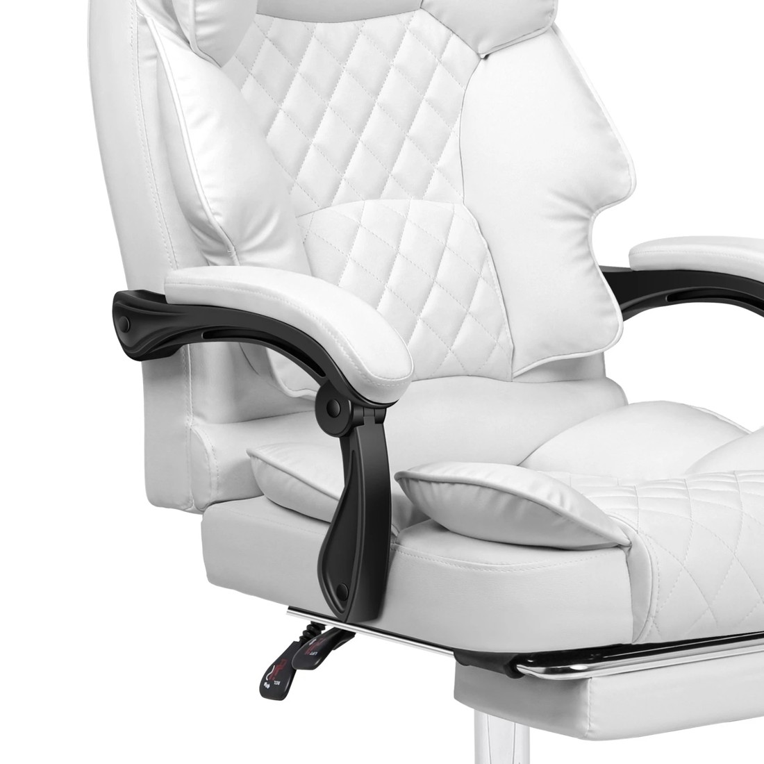 5 Alfordson Office Chair Gaming Executive Computer PU Leather Seat Recliner - White, 5 of 10