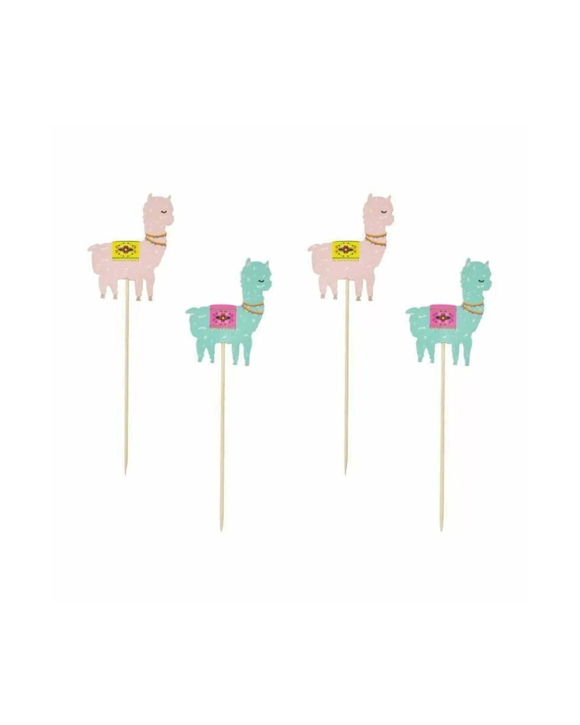1 Party Maker 8pc Cupcake Picks Decorations Llama Design - Multi, 1 of 1