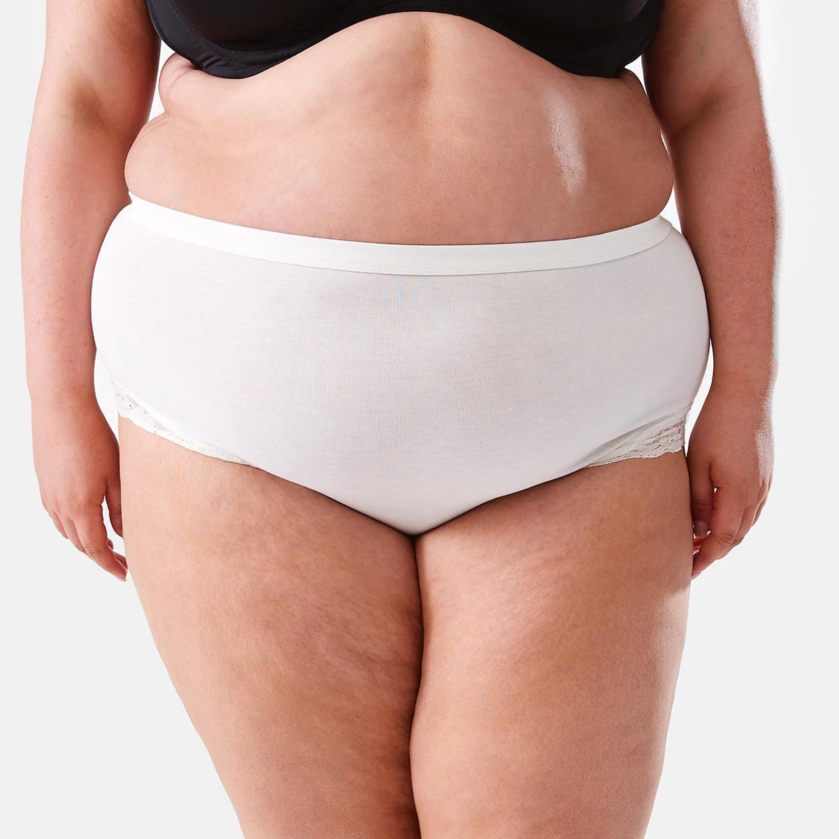 4 3 Pack Cotton Stretch Lace Trim Curve Full Briefs Bk Ow Wr, 4 of 9