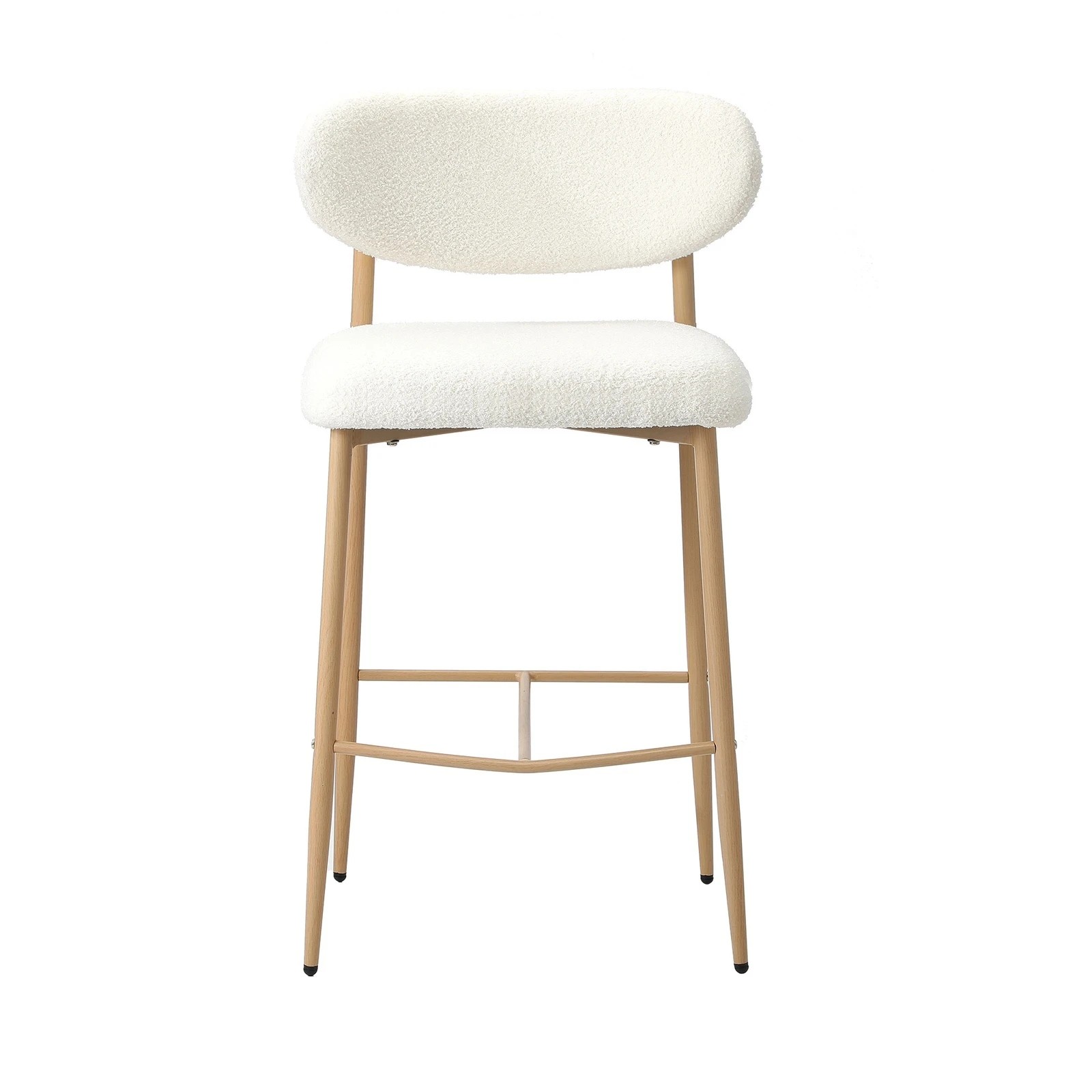 6 Oikiture 4x Bar Stools Kitchen Stool Counter Chair Boucle Fabric
 - Natural, 6 of 10