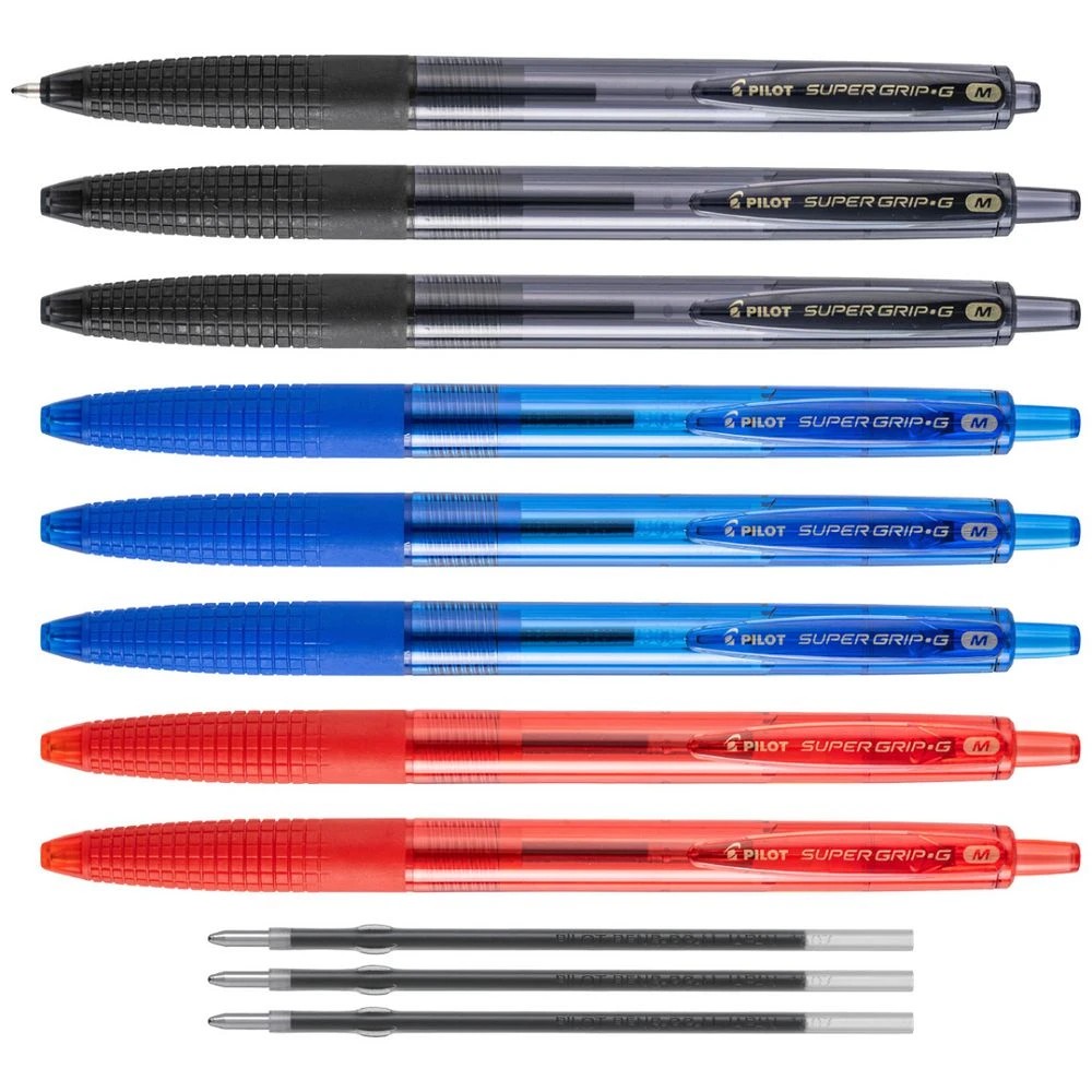 3 PILOT SuperGrip G Retractable Ballpoint 1mm Assorted 11 Pack, 3 of 7
