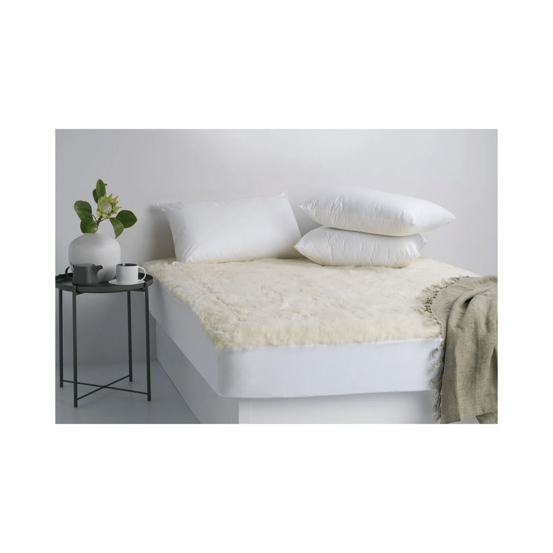 1 Jason Bedding Reversible Wool Underlay - Australian Washable Wool 550 GSM, Cotton Percale Backing - White, 1 of 2