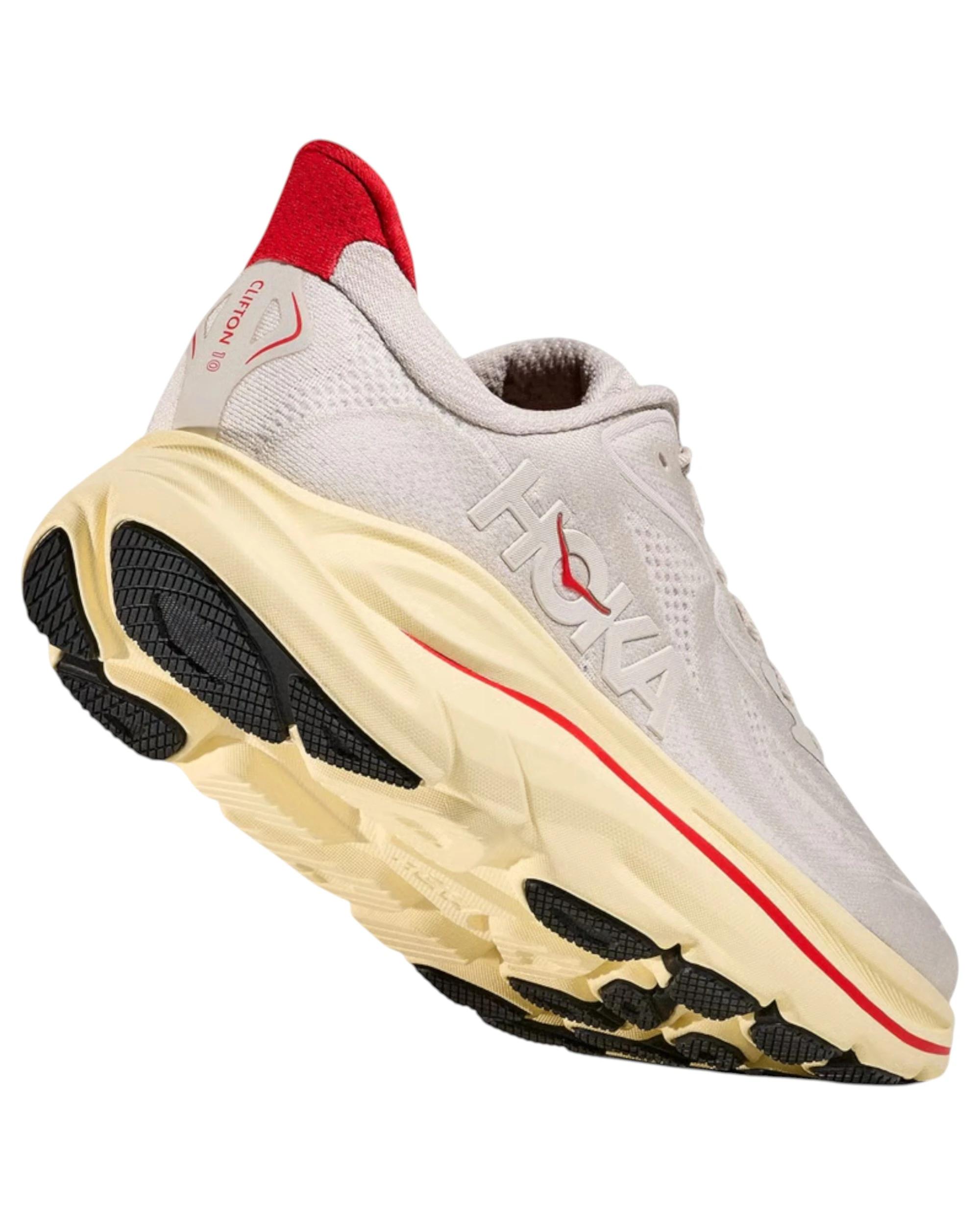 6 Hoka Womens Clifton 10 Gold Athletic Running Shoes STUCCO/CERISE, 6 of 8